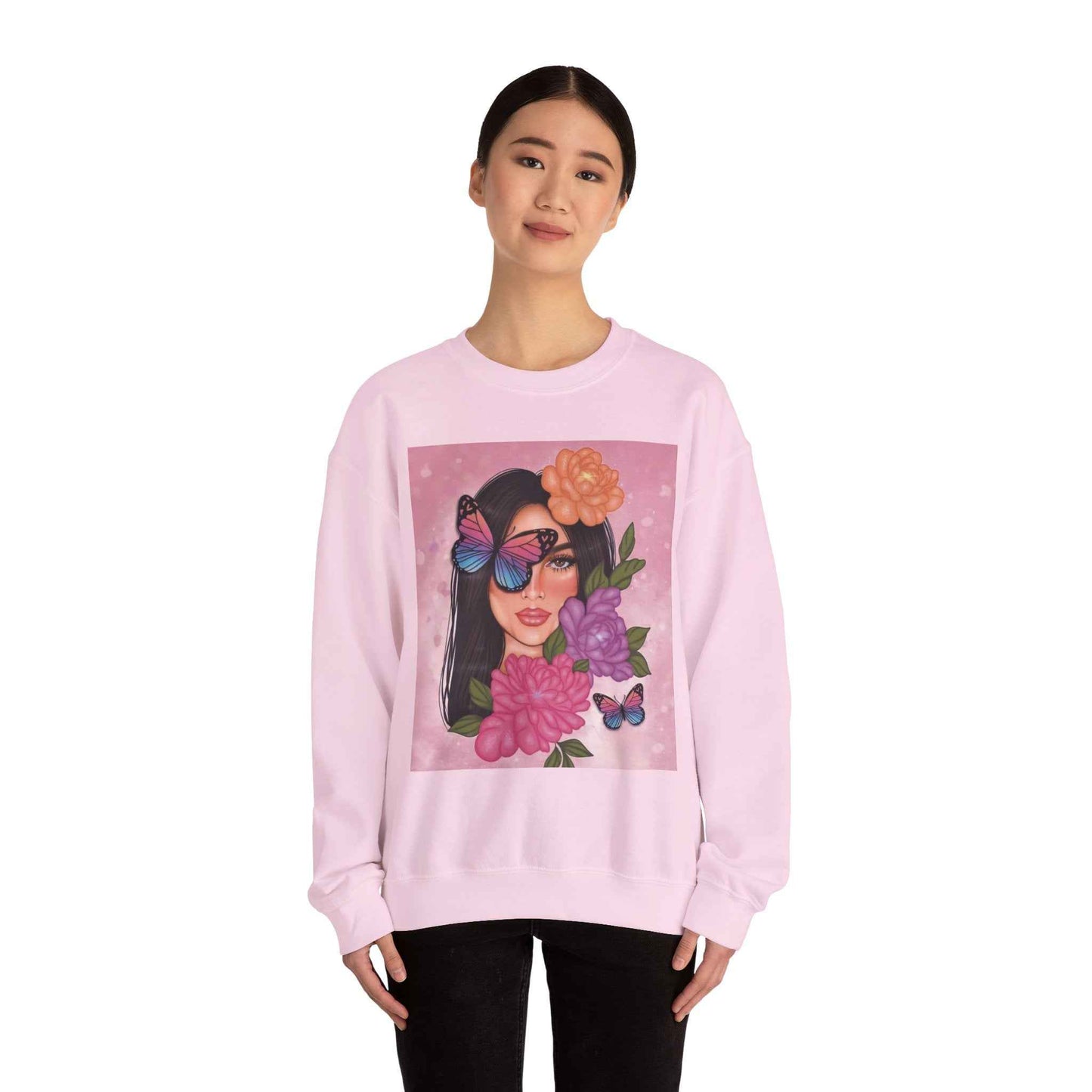 Butterfly Floral Unisex Crewneck Sweatshirt, Cozy Gift for Her, Spring Fashion, Butterfly Art Apparel, Perfect for Birthdays & Casual Wear - I&B