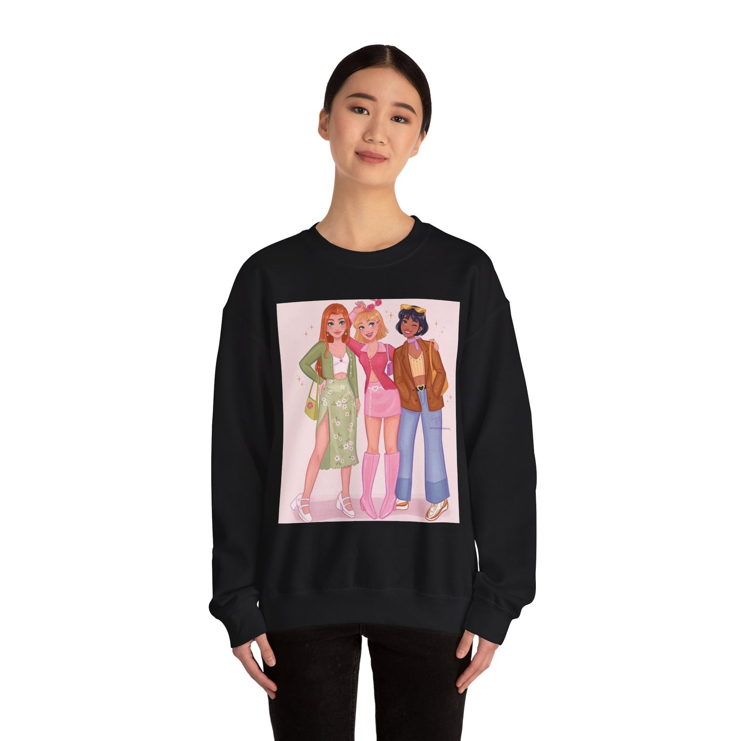 Chic Cartoon Crewneck Sweatshirt | Trendy Graphic Pullover, Suitable for Everyday Wear, Gift for Friends, Cozy Style, Cute Fashion