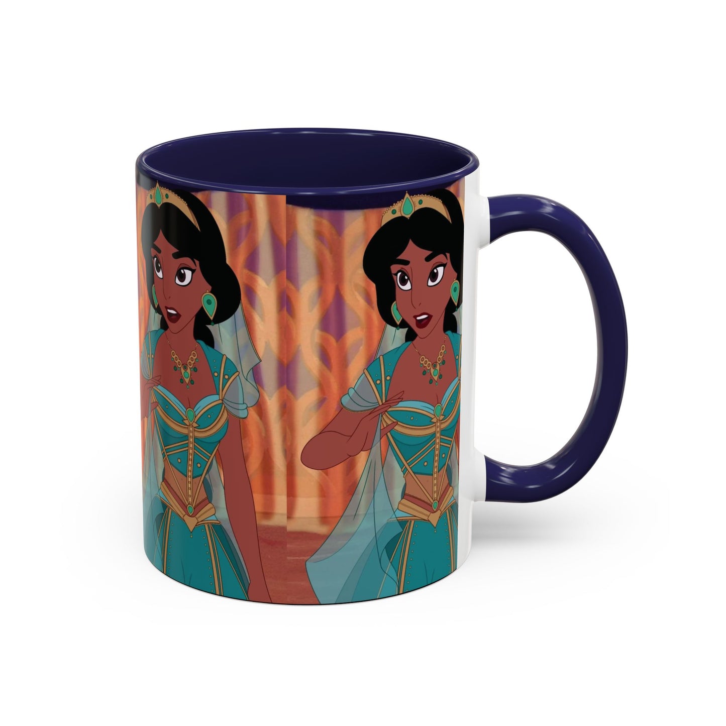 Jasmine Inspired Accent Coffee Mug, Cartoon Character Mug, Gift for Disney Fans, Unique Ceramic Coffee Cup, 11oz and 15oz Options