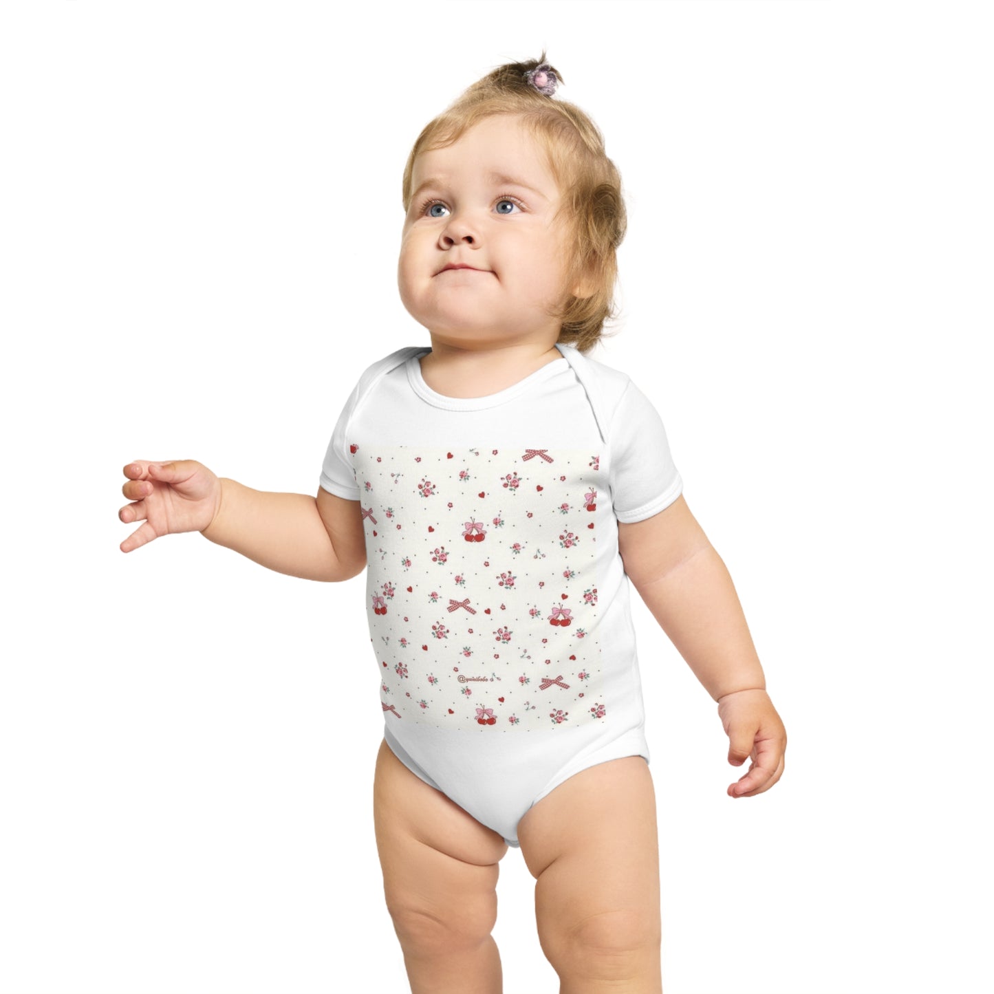 Baby Bodysuit — Vintage Floral Rose Pattern Infant Onesie