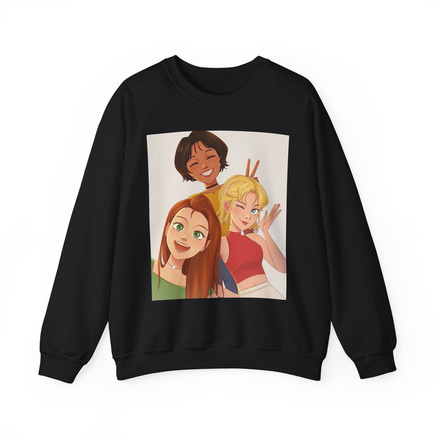 Friendship Vibe Sweatshirt with Cartoon Design, Cozy Crewneck for Casual Outfits, Perfect Gift for Friends, Unisex Fashion, Everyday Wear
