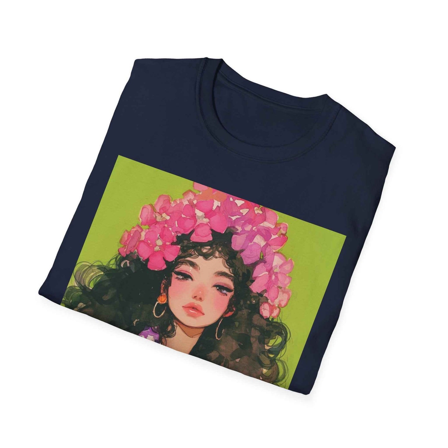 Floral Goddess Unisex Softstyle T-Shirt, Cute Graphic Tee, Nature Lover Gift, Casual Wear, Spring Fashion, Art Shirt - I&B