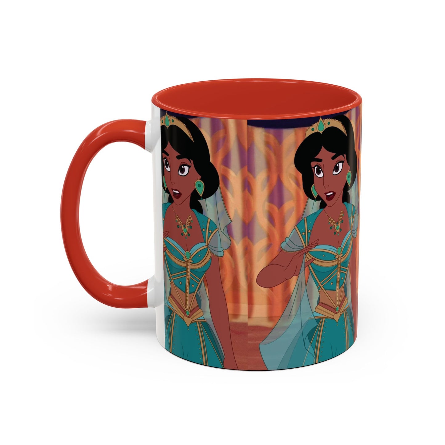 Jasmine Inspired Accent Coffee Mug, Cartoon Character Mug, Gift for Disney Fans, Unique Ceramic Coffee Cup, 11oz and 15oz Options