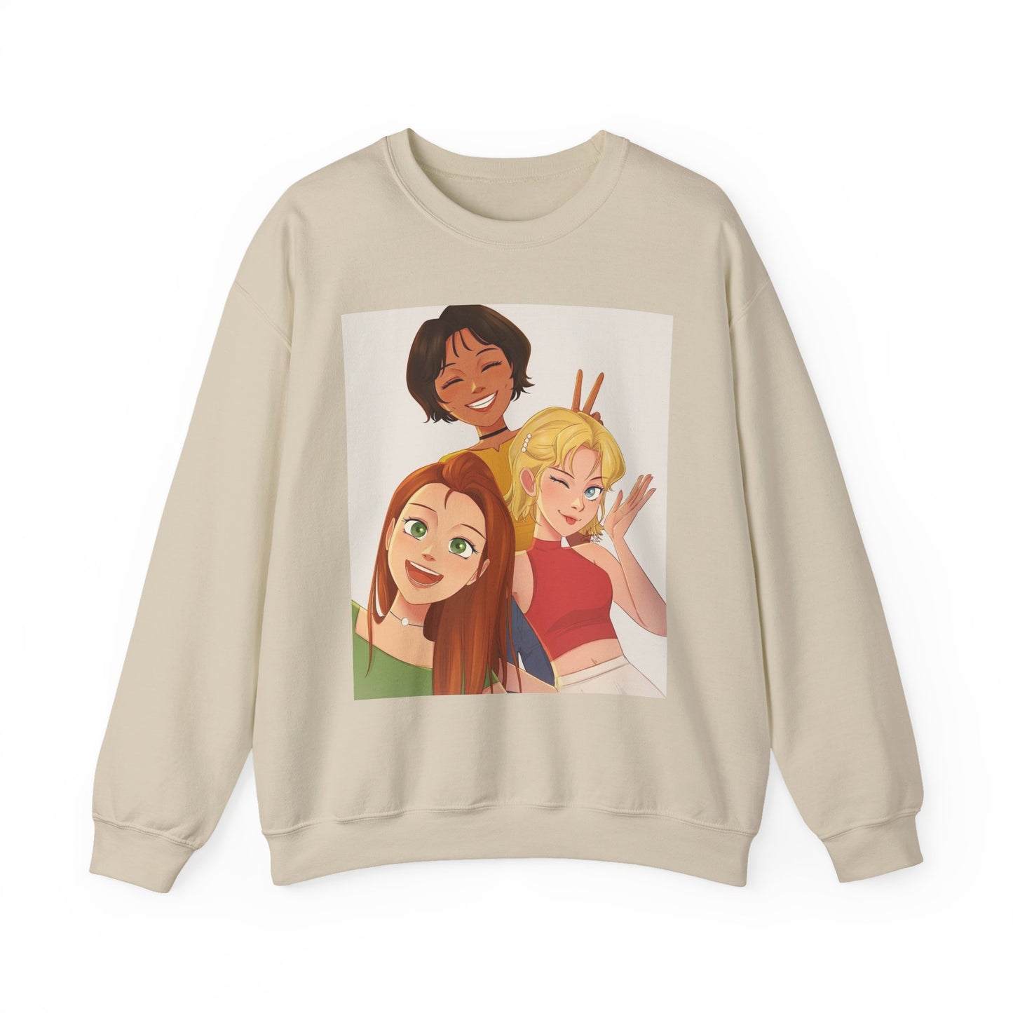Friendship Vibe Sweatshirt with Cartoon Design, Cozy Crewneck for Casual Outfits, Perfect Gift for Friends, Unisex Fashion, Everyday Wear