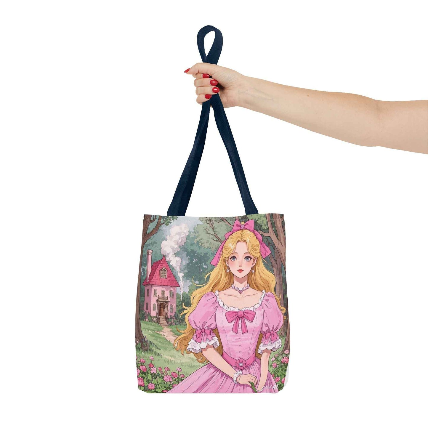 Charming Fairy Tale Tote Bag, Whimsical Pink Bag, Gift for Dreamers, Stylish Carryall for Everyday Use, Perfect for Parties and Events - I&B