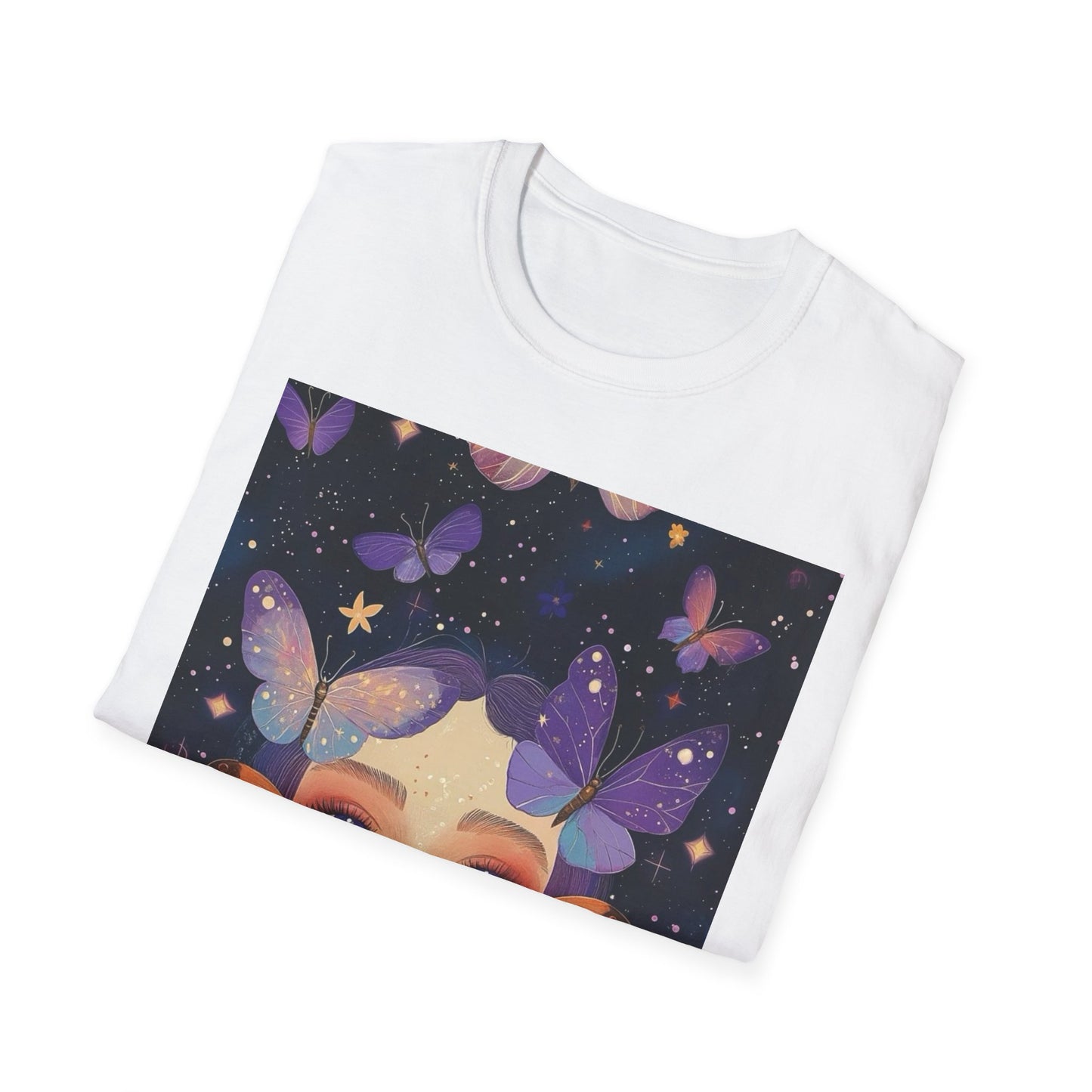 Butterfly Dreamer Unisex Softstyle T-Shirt | Boho Aesthetic Tee, Nature Lover Gift, Casual Wear, Summer Style, Unique Art Top