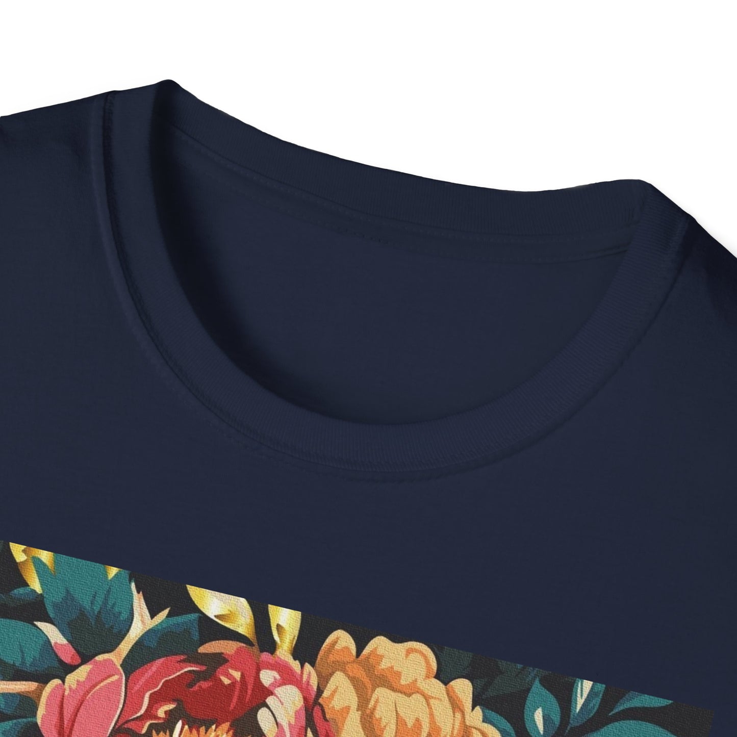 Floral Face Art T-Shirt, Unisex Softstyle Tee for Floral Lovers, Artistic Apparel, Gift for Her, Boho Aesthetic Wear
