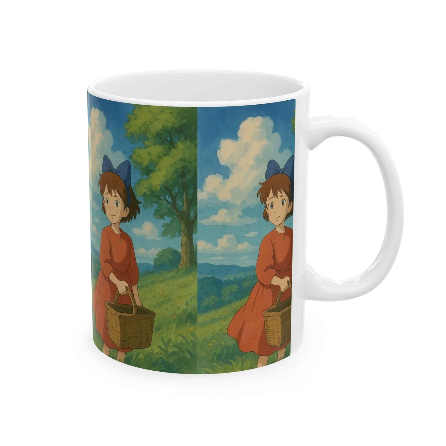 Whimsical Ceramic Mug for Nature Lovers, Cute Anime-inspired Coffee Cup, Gift for Friends, Cozy Vibes, 11oz, 15oz - I&B