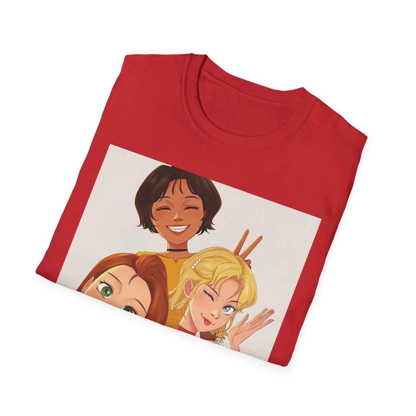 Playful Cartoon Friends Unisex T-Shirt, Cute Graphic Tee, Casual Wear, Gift for Friends, Summer Vibe Shirt, Fun Design - I&B