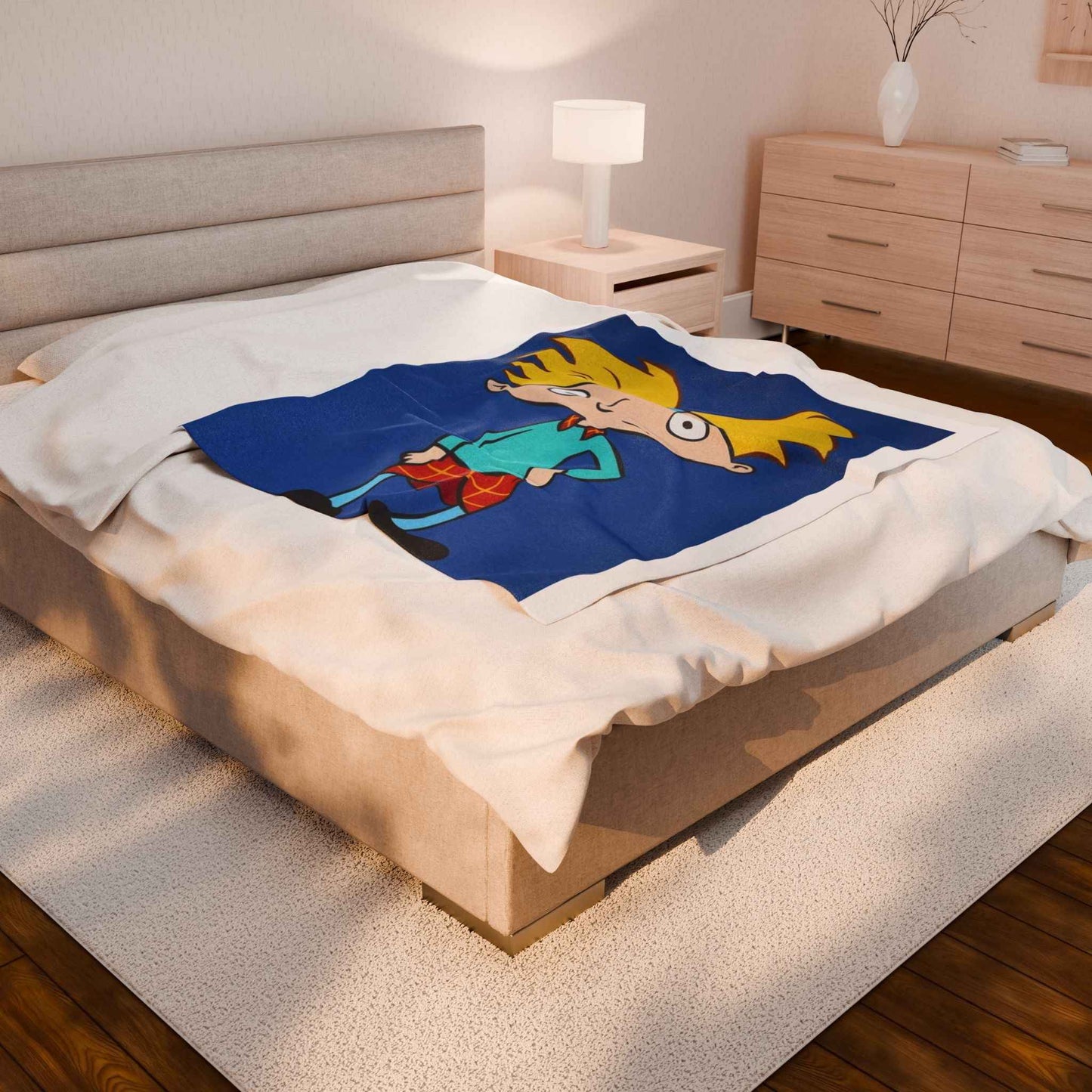 Cozy Cartoon Hero Blanket - Velveteen Plush for Kids & Adults, Perfect for Gifts, Home Decor, or Viewing Parties - I&B