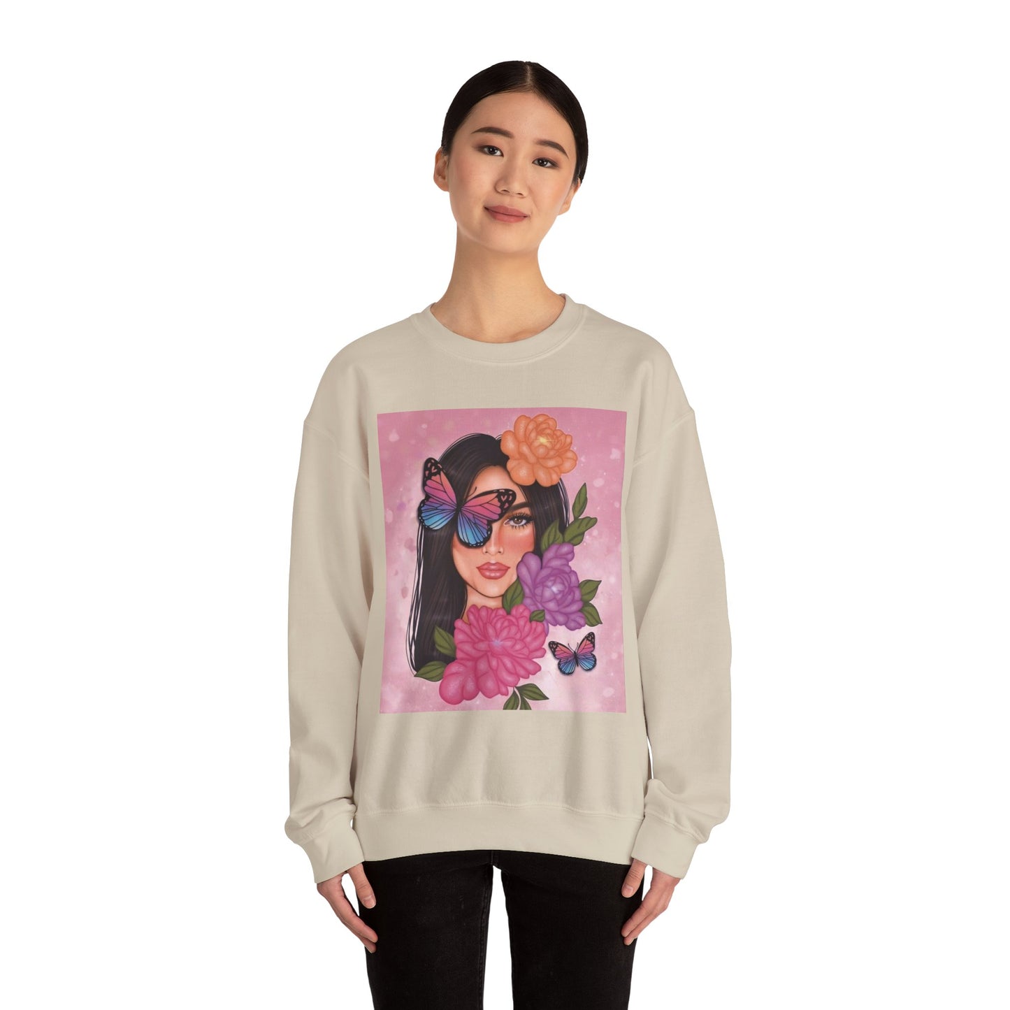Butterfly Floral Unisex Crewneck Sweatshirt, Cozy Gift for Her, Spring Fashion, Butterfly Art Apparel, Perfect for Birthdays & Casual Wear