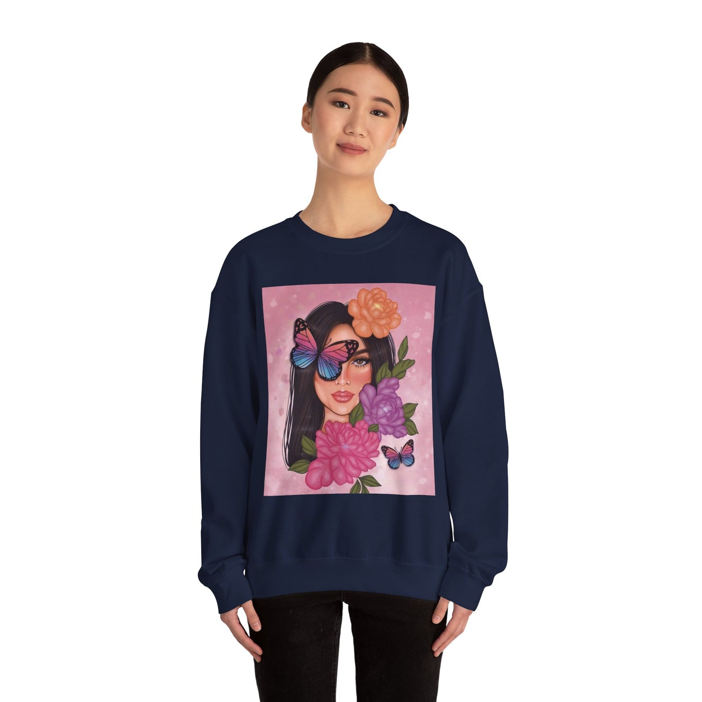 Butterfly Floral Unisex Crewneck Sweatshirt, Cozy Gift for Her, Spring Fashion, Butterfly Art Apparel, Perfect for Birthdays & Casual Wear