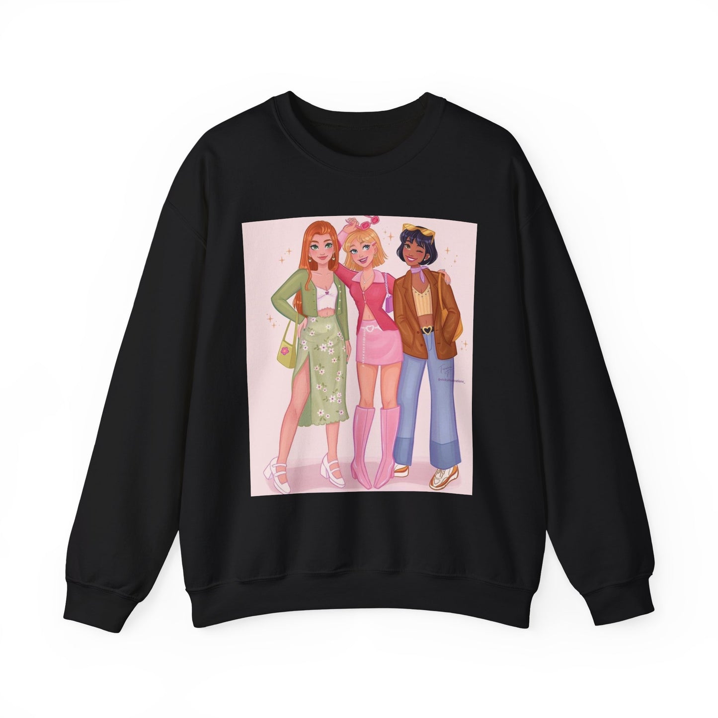 Chic Cartoon Crewneck Sweatshirt | Trendy Graphic Pullover, Suitable for Everyday Wear, Gift for Friends, Cozy Style, Cute Fashion