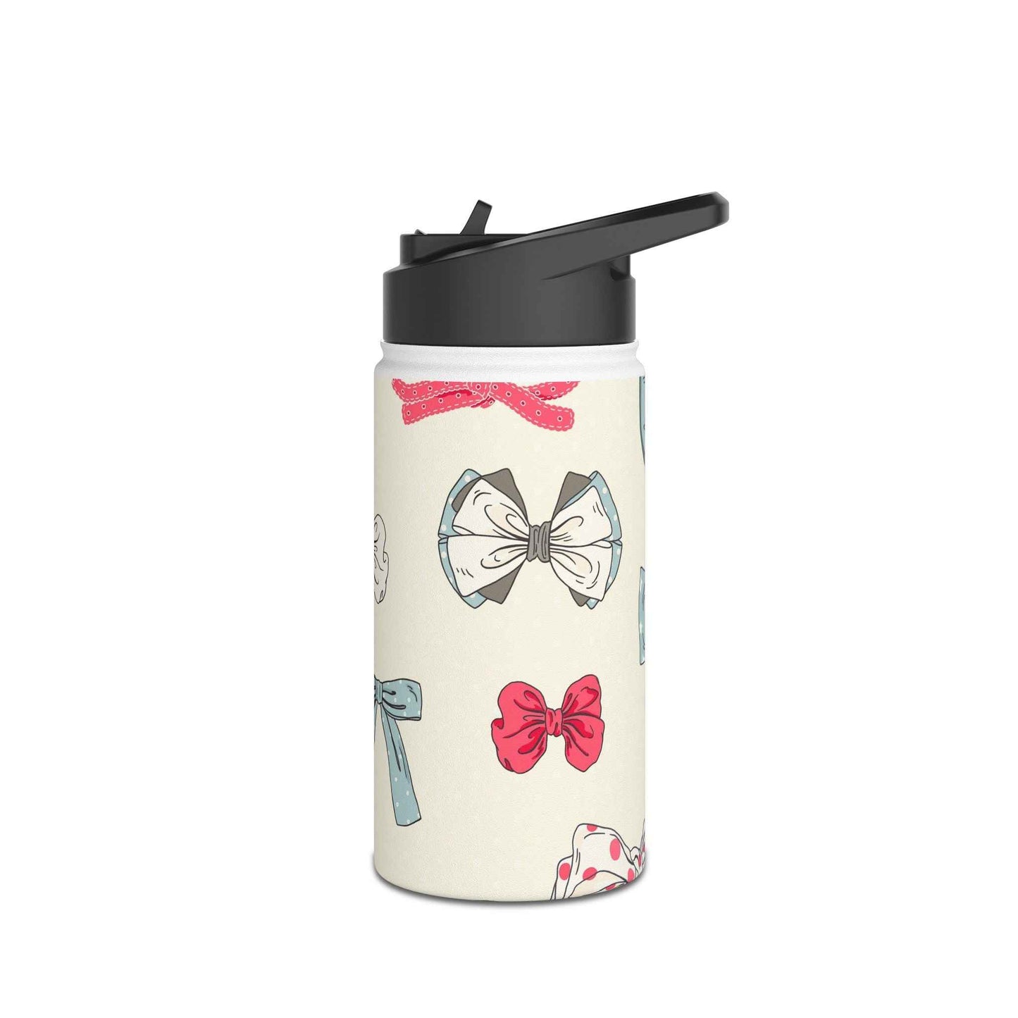 Charming Bow Water Bottle, Eco-Friendly Hydration, Travel Mug, Gift for Her, Cute Accessories, Bow Pattern, Perfect for Friends - I&B