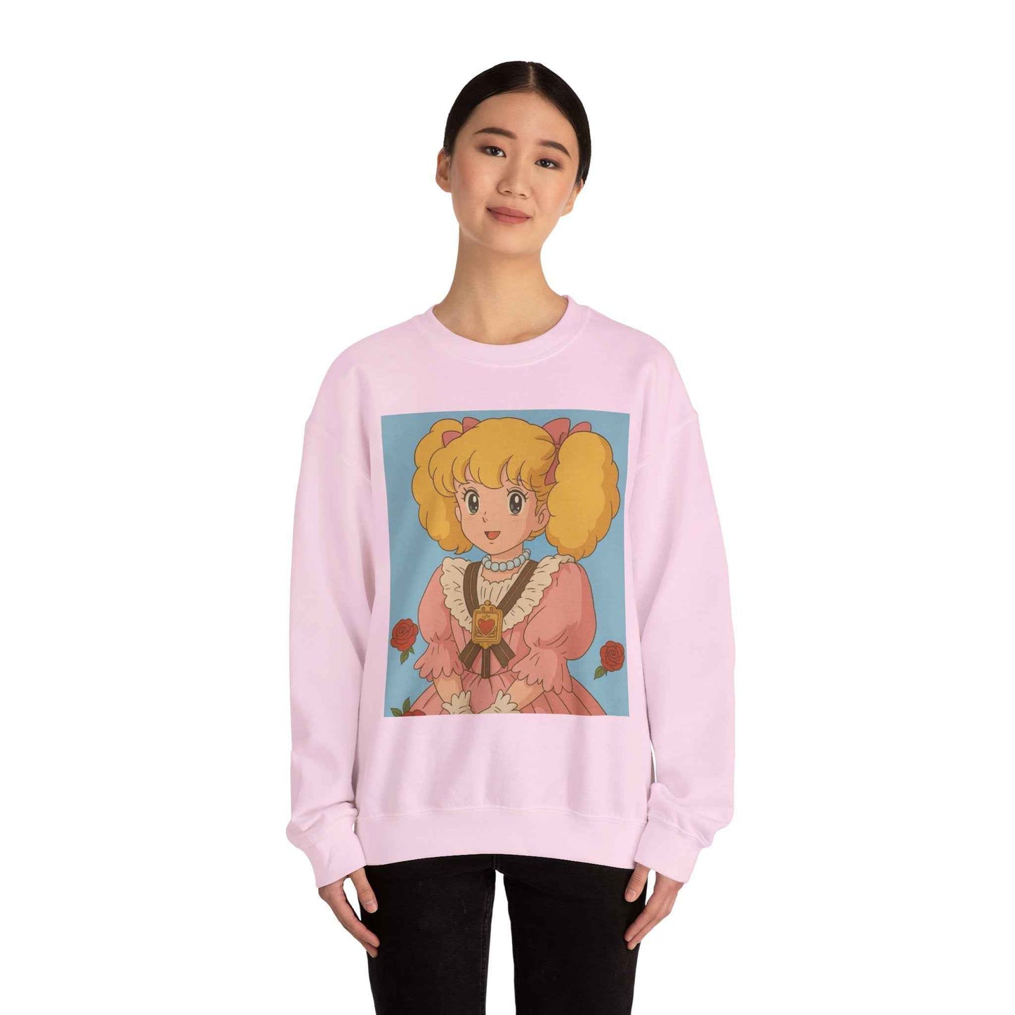 Cute Vintage Cartoon Crewneck Sweatshirt - Cozy Gift for Anime Lovers, Pastel Aesthetic Apparel, Unisex Pullover for All Occasions - I&B