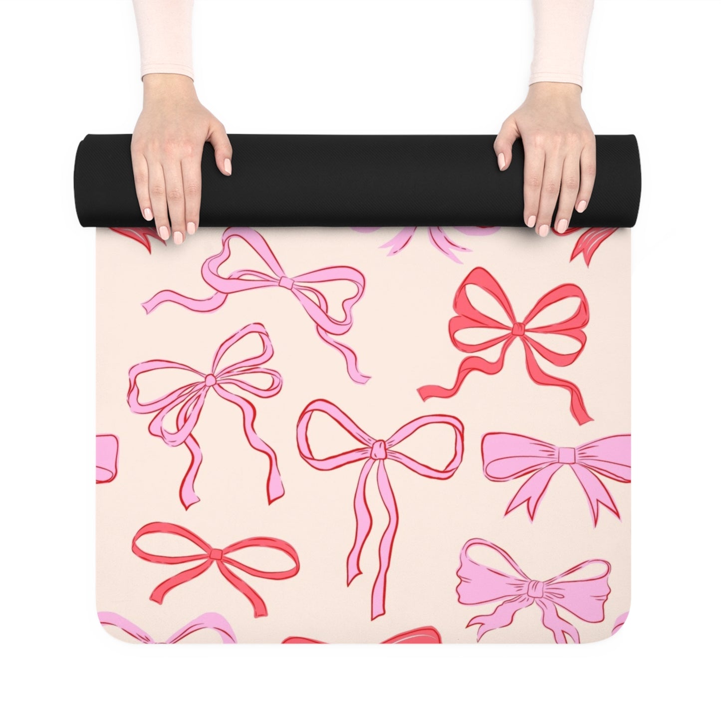 . Chic Bow-Print Yoga Mat, Stylish Exercise Mat, Gift for Yoga Lovers, Non-Slip Fitness Mat, Workout Essential