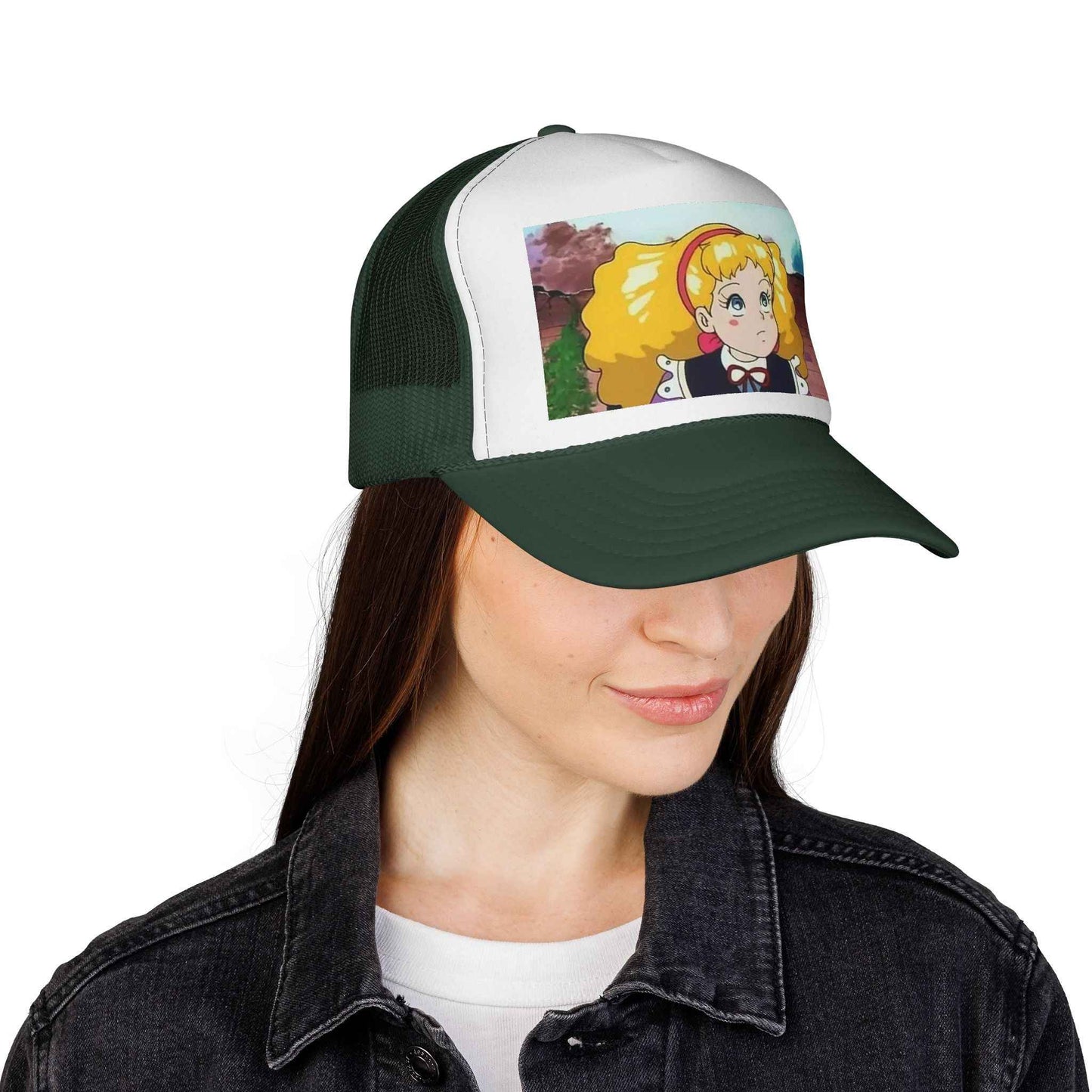 Cute Anime Character Trucker Cap, Fun Summer Hat, Casual Outfit Accessory, Unique Gift for Fans, Birthday, Cosplay, Statement Piece - I&B