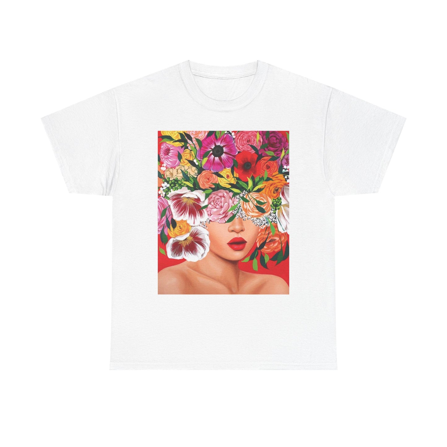 Floral Embrace Unisex Heavy Cotton Tee - Vibrant Art Shirt, Summer Fashion, Gift for Her, Casual Wear, Trendy Everyday Tee