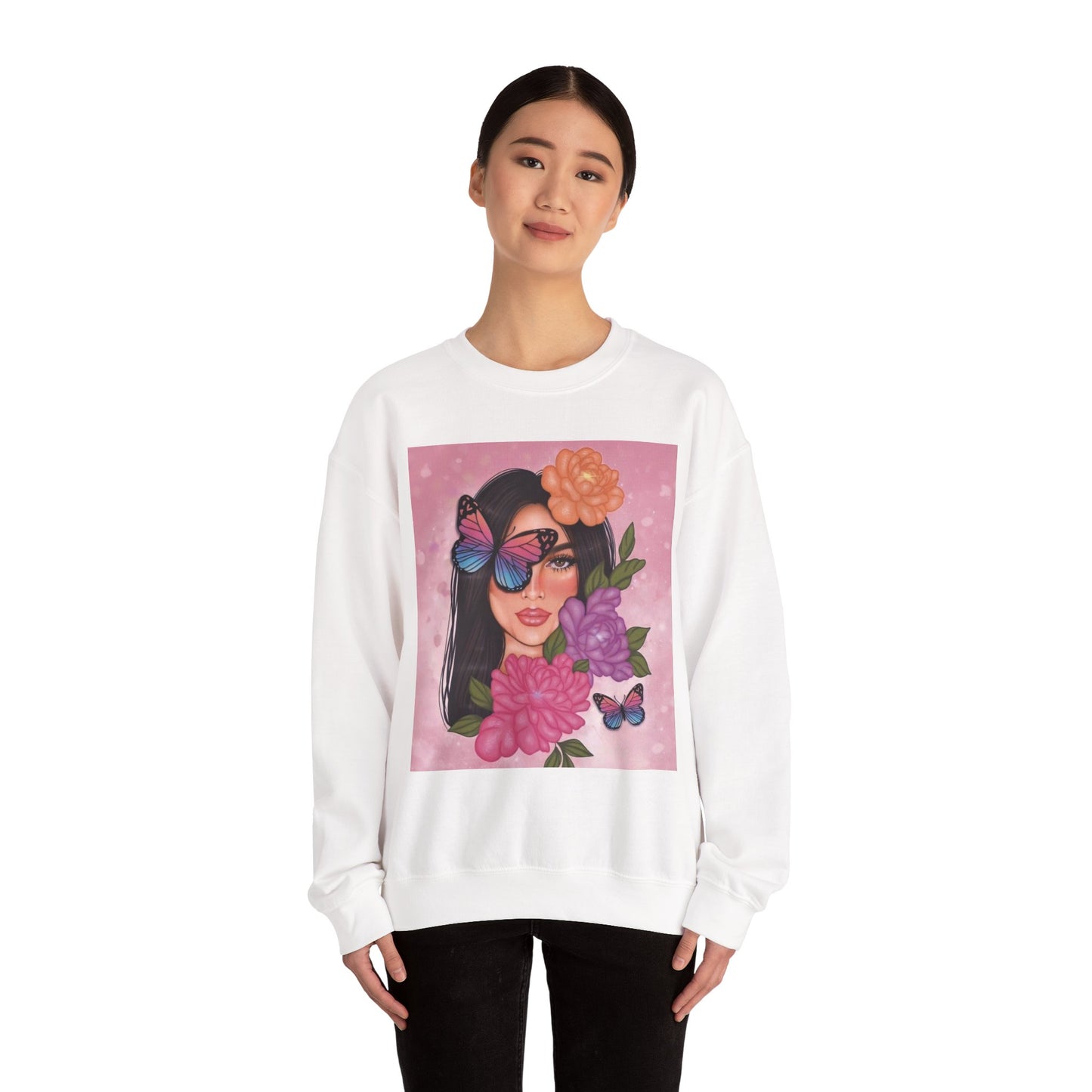 Butterfly Floral Unisex Crewneck Sweatshirt, Cozy Gift for Her, Spring Fashion, Butterfly Art Apparel, Perfect for Birthdays & Casual Wear