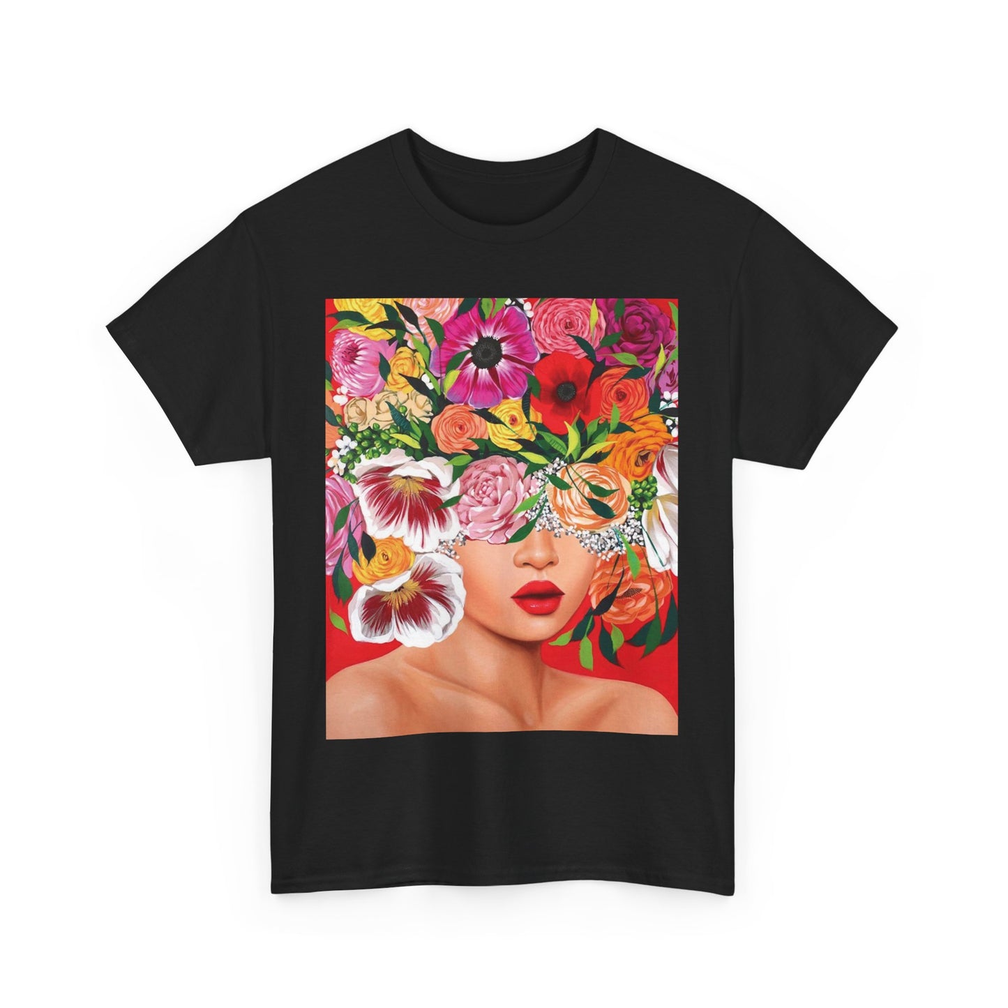 Floral Embrace Unisex Heavy Cotton Tee - Vibrant Art Shirt, Summer Fashion, Gift for Her, Casual Wear, Trendy Everyday Tee