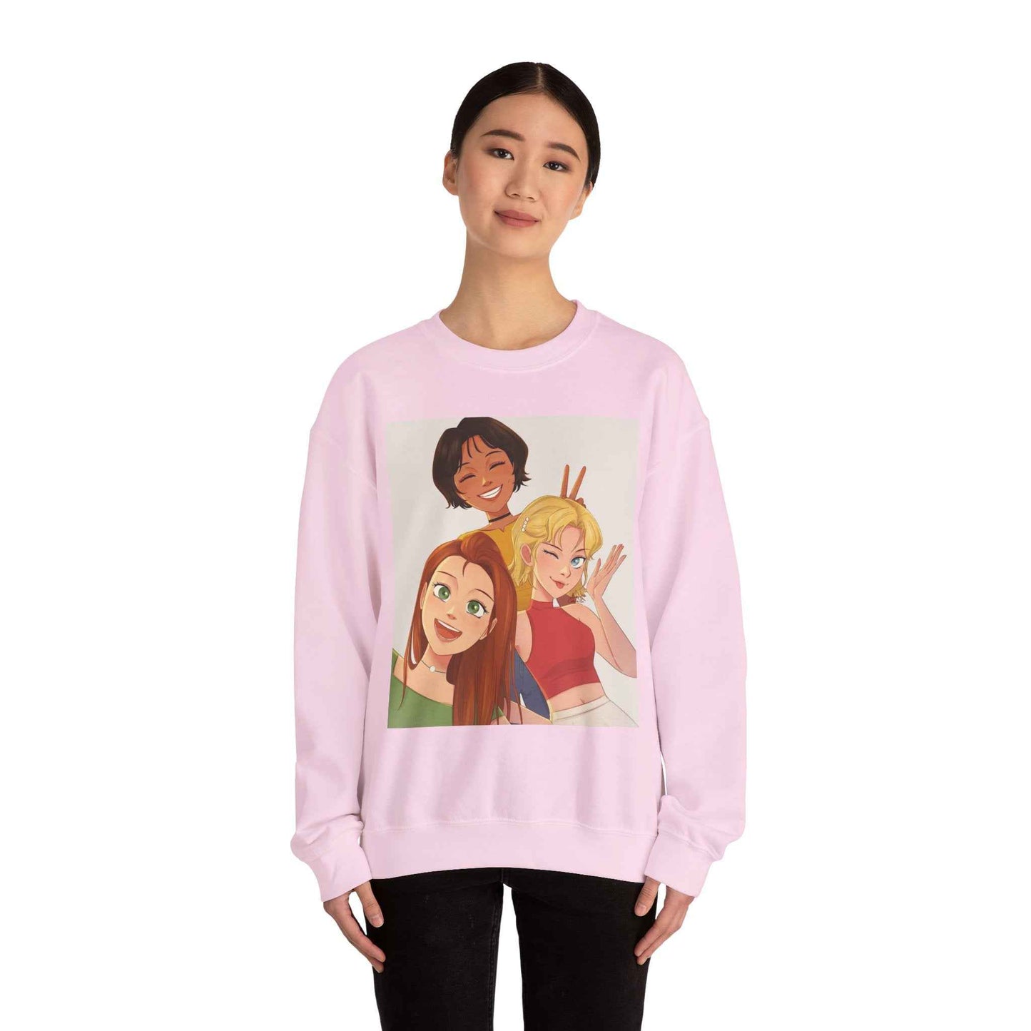 Friendship Vibe Sweatshirt with Cartoon Design, Cozy Crewneck for Casual Outfits, Perfect Gift for Friends, Unisex Fashion, Everyday Wear - I&B