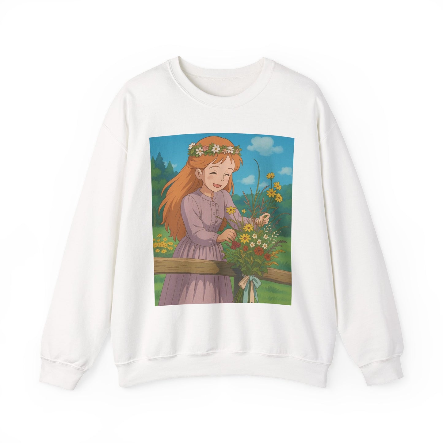 Whimsical Floral Crewneck Sweatshirt | Cozy Gift, Casual Wear, Spring Fashion, Anime Inspired, Nature Lover Sweatshirt
