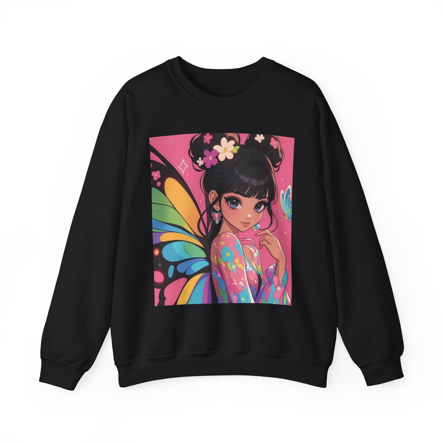Colorful Butterfly Graphic Sweatshirt - Cozy Unisex Crewneck for Art Lovers, Casual Wear, Gift for Friends, Spring Fashion, Unique Gifts