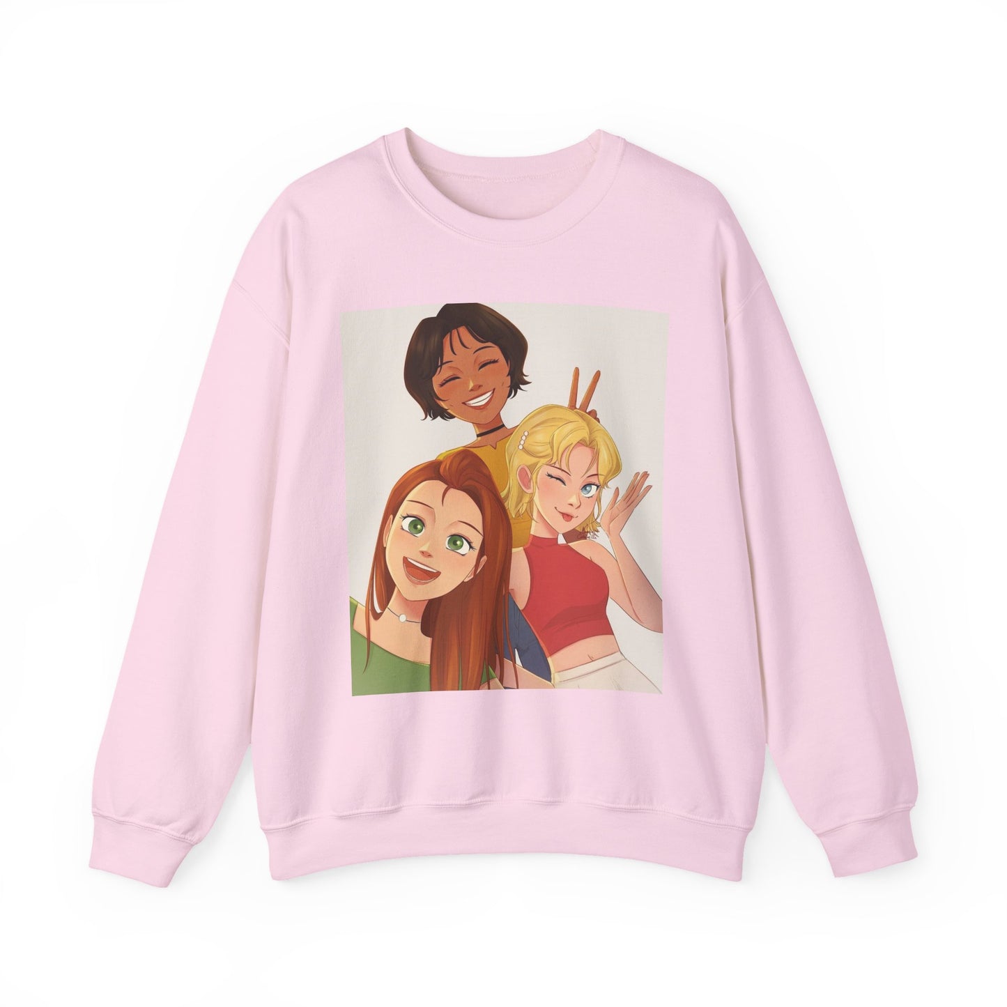 Friendship Vibe Sweatshirt with Cartoon Design, Cozy Crewneck for Casual Outfits, Perfect Gift for Friends, Unisex Fashion, Everyday Wear