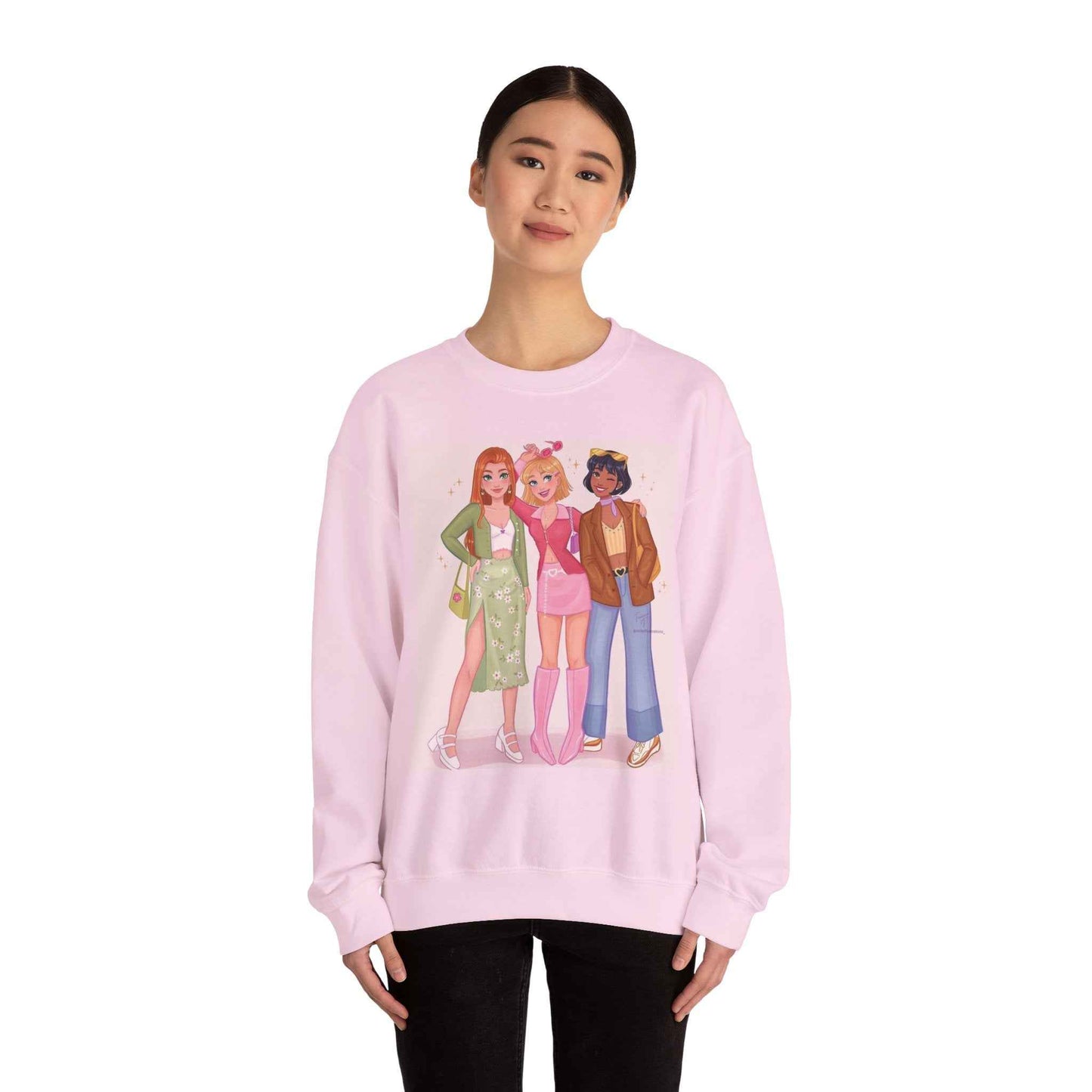 Chic Cartoon Crewneck Sweatshirt | Trendy Graphic Pullover, Suitable for Everyday Wear, Gift for Friends, Cozy Style, Cute Fashion - I&B