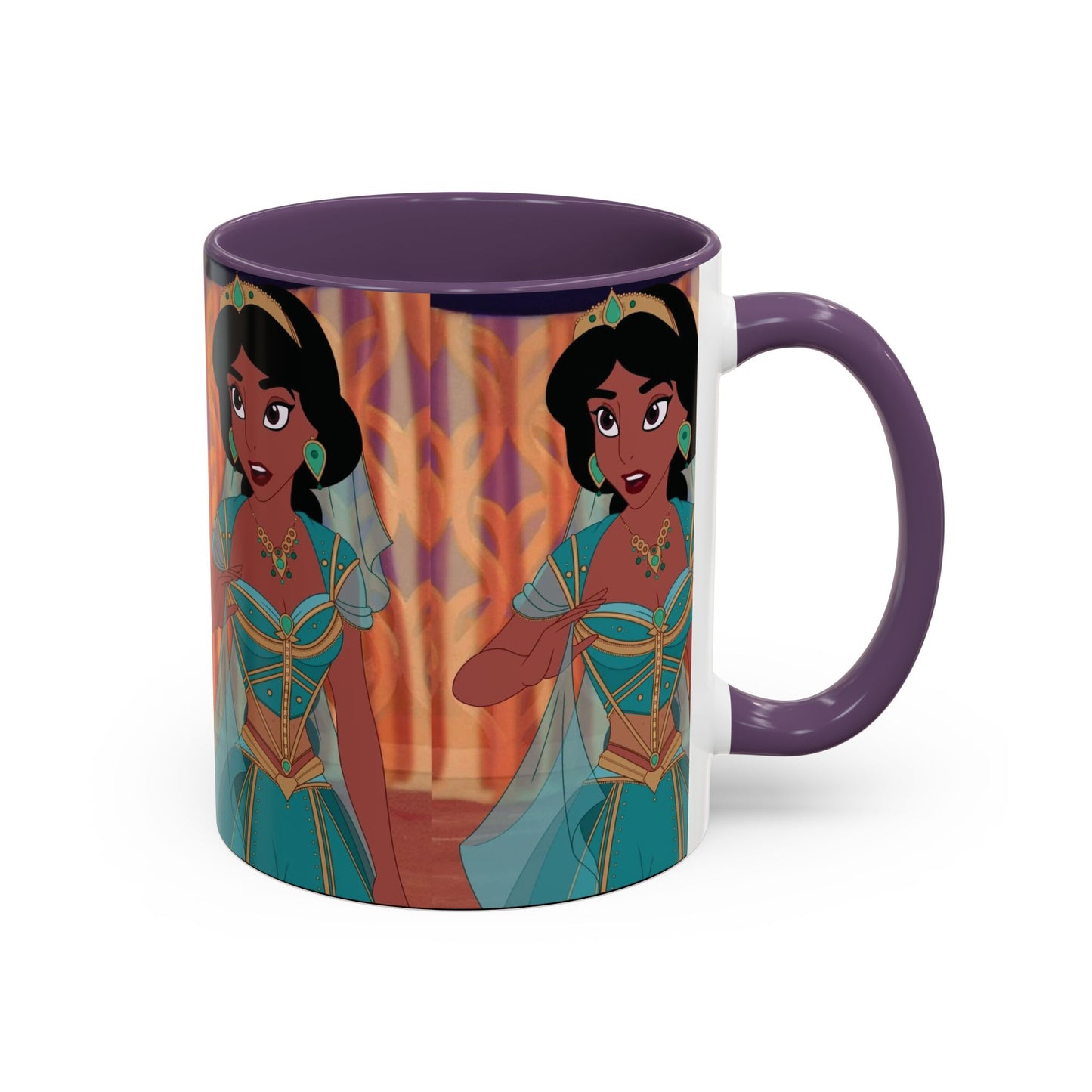 Jasmine Inspired Accent Coffee Mug, Cartoon Character Mug, Gift for Disney Fans, Unique Ceramic Coffee Cup, 11oz and 15oz Options