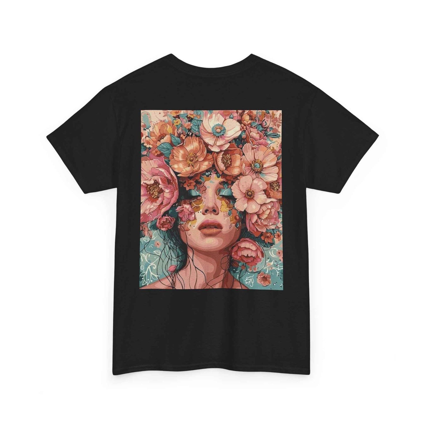 Floral Portrait Tee, Aesthetic Art T-Shirt, Boho Chic Top, Unique Gift for Her, Summer Vibes Apparel, Nature Lover Clothing - I&B
