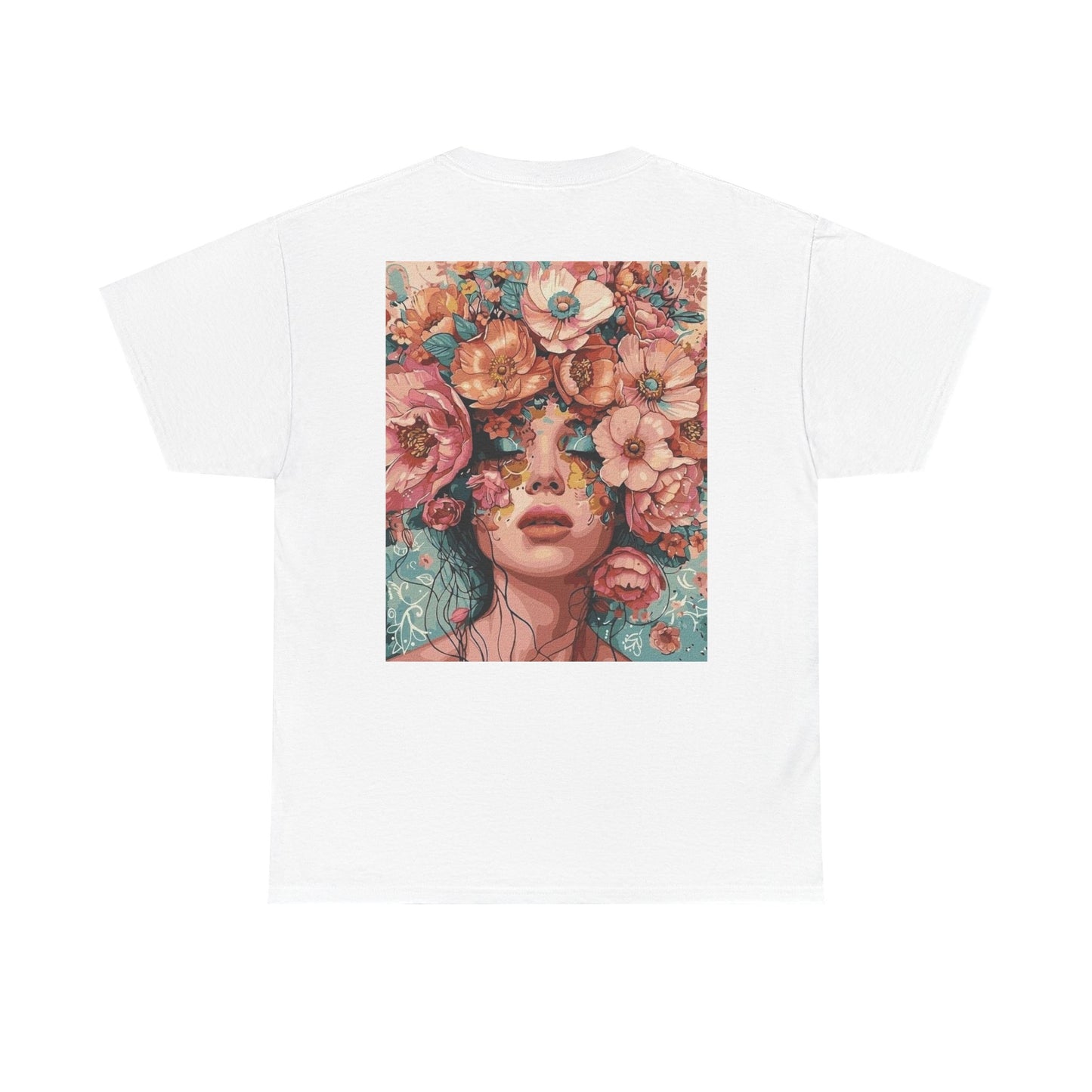 Floral Portrait Tee, Aesthetic Art T-Shirt, Boho Chic Top, Unique Gift for Her, Summer Vibes Apparel, Nature Lover Clothing