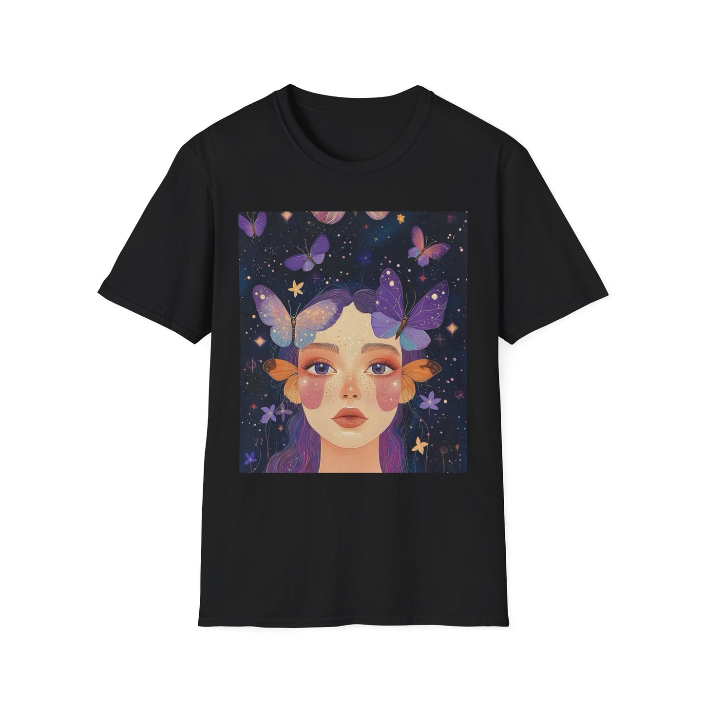 Butterfly Dreamer Unisex Softstyle T-Shirt | Boho Aesthetic Tee, Nature Lover Gift, Casual Wear, Summer Style, Unique Art Top