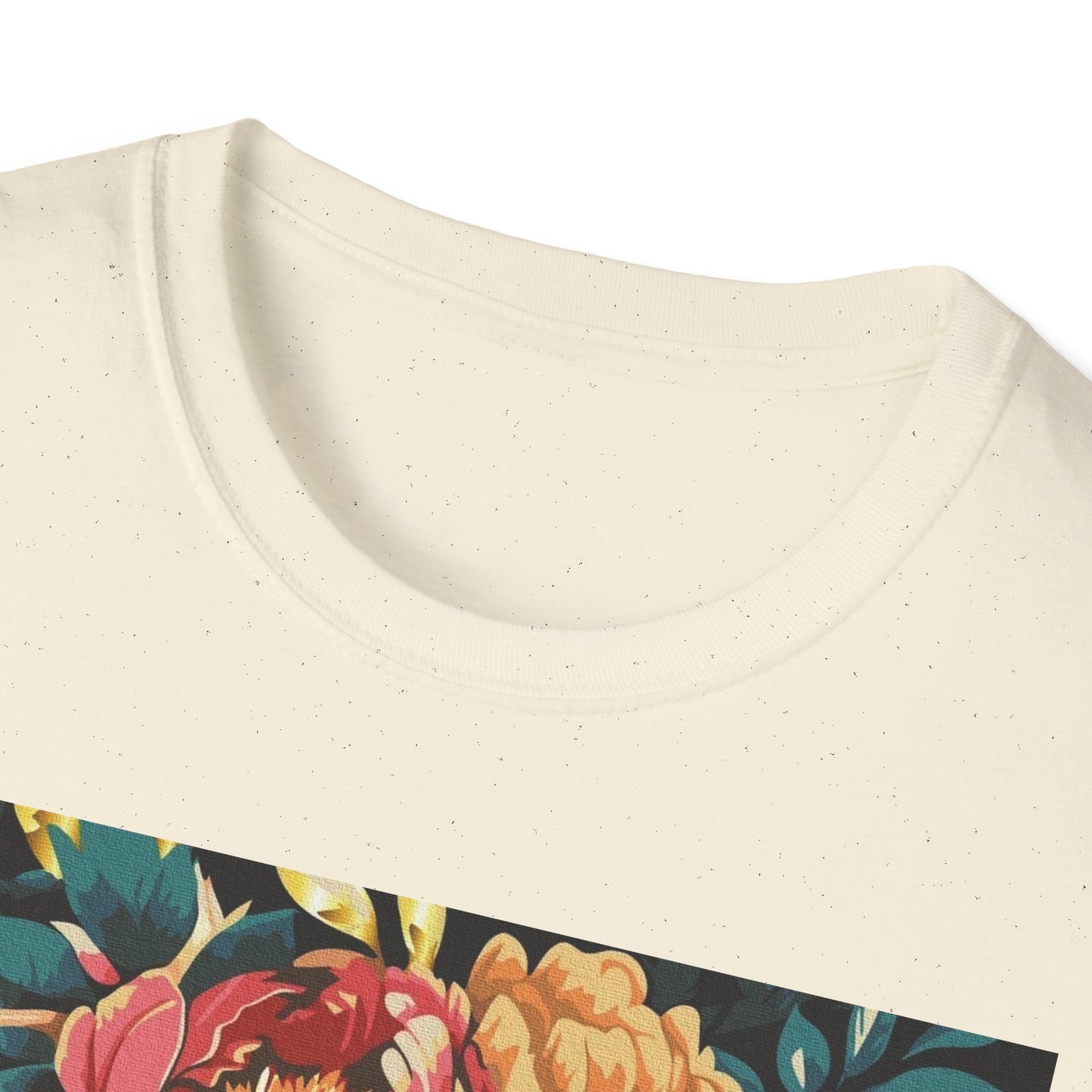 Floral Face Art T-Shirt, Unisex Softstyle Tee for Floral Lovers, Artistic Apparel, Gift for Her, Boho Aesthetic Wear