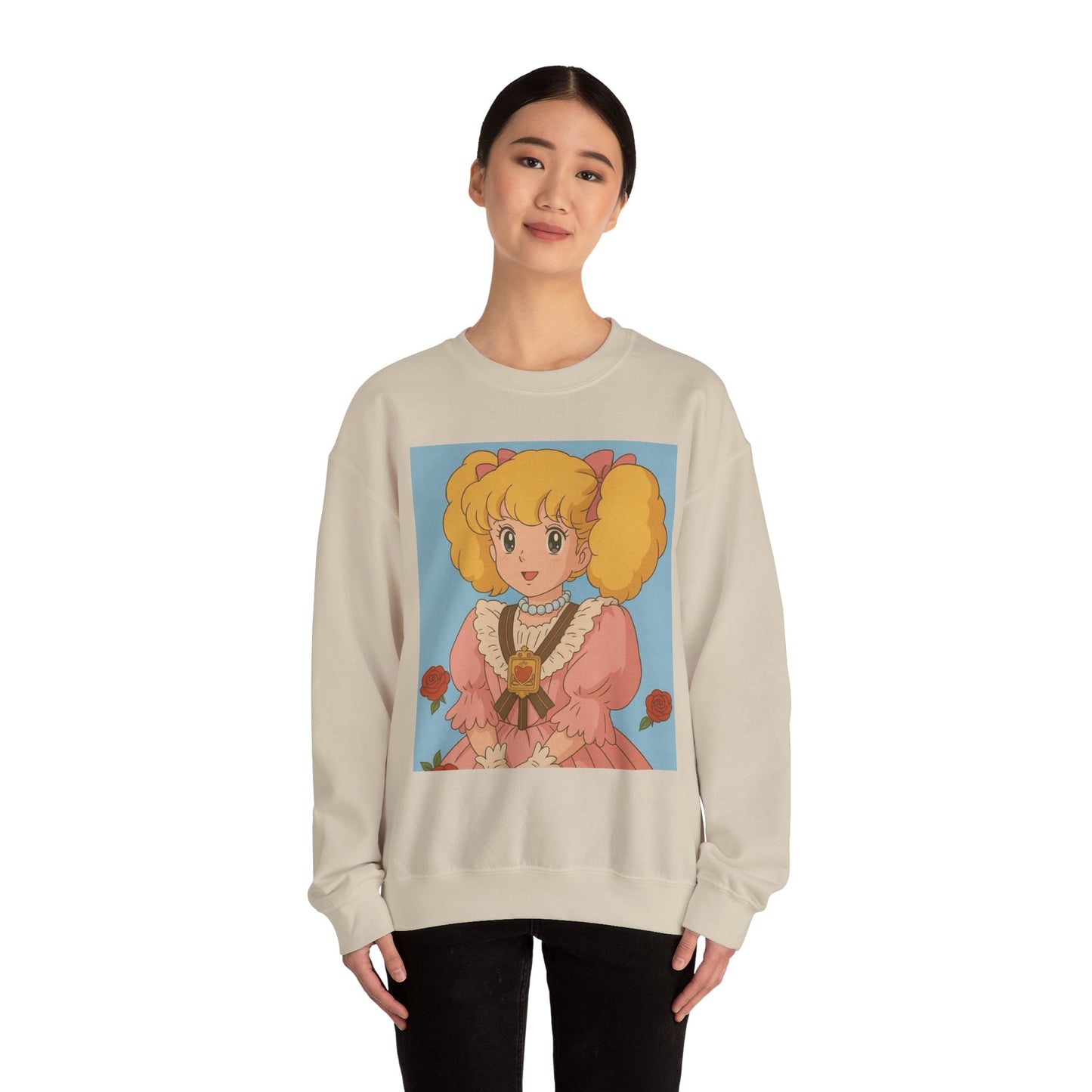 Cute Vintage Cartoon Crewneck Sweatshirt - Cozy Gift for Anime Lovers, Pastel Aesthetic Apparel, Unisex Pullover for All Occasions