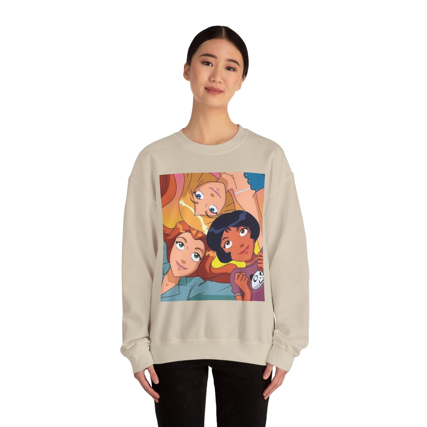 Colorful Cartoon Crewneck Sweatshirt - Cozy Gift for Friends, Casual Wear, Studio Lounge, Character Lover, Fun Fashion