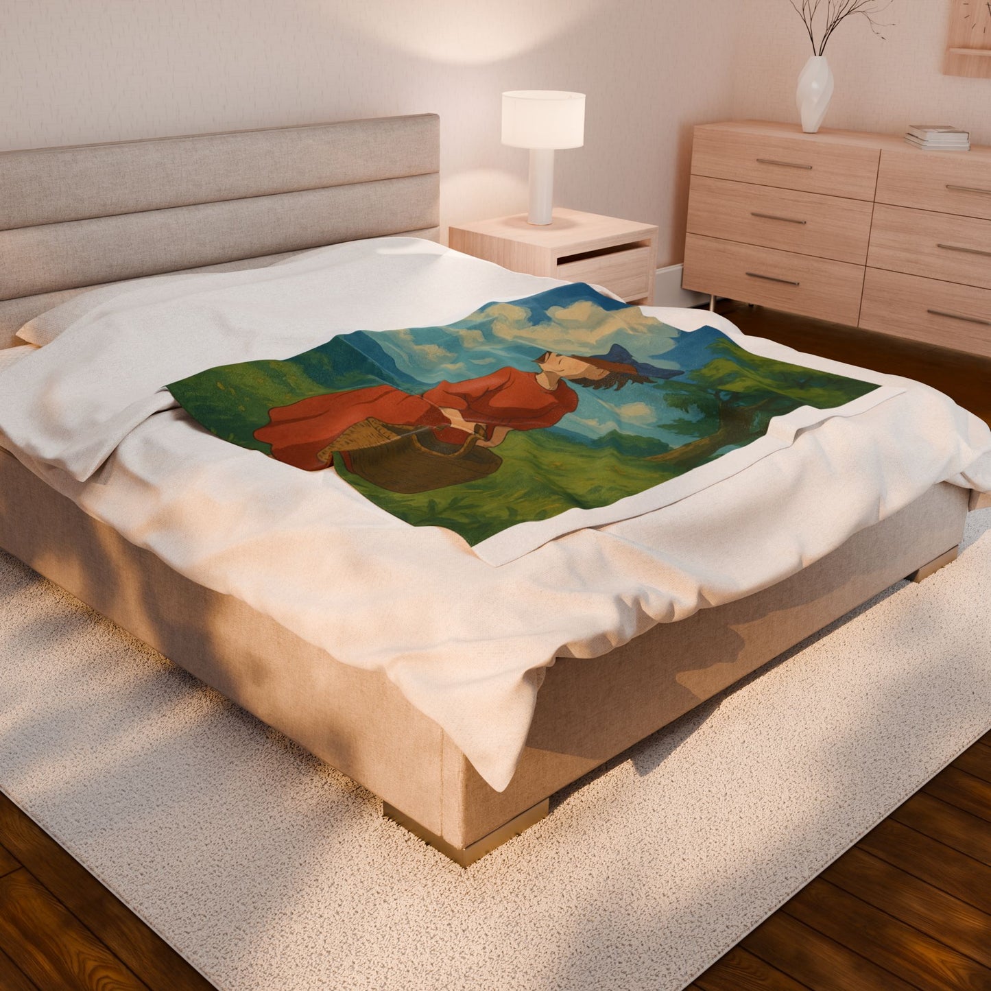 Whimsical Velveteen Plush Blanket with Adorable Character Design for Cozy Snuggles, Perfect Gift for Kids, Nursery Decor, and Movie Fans