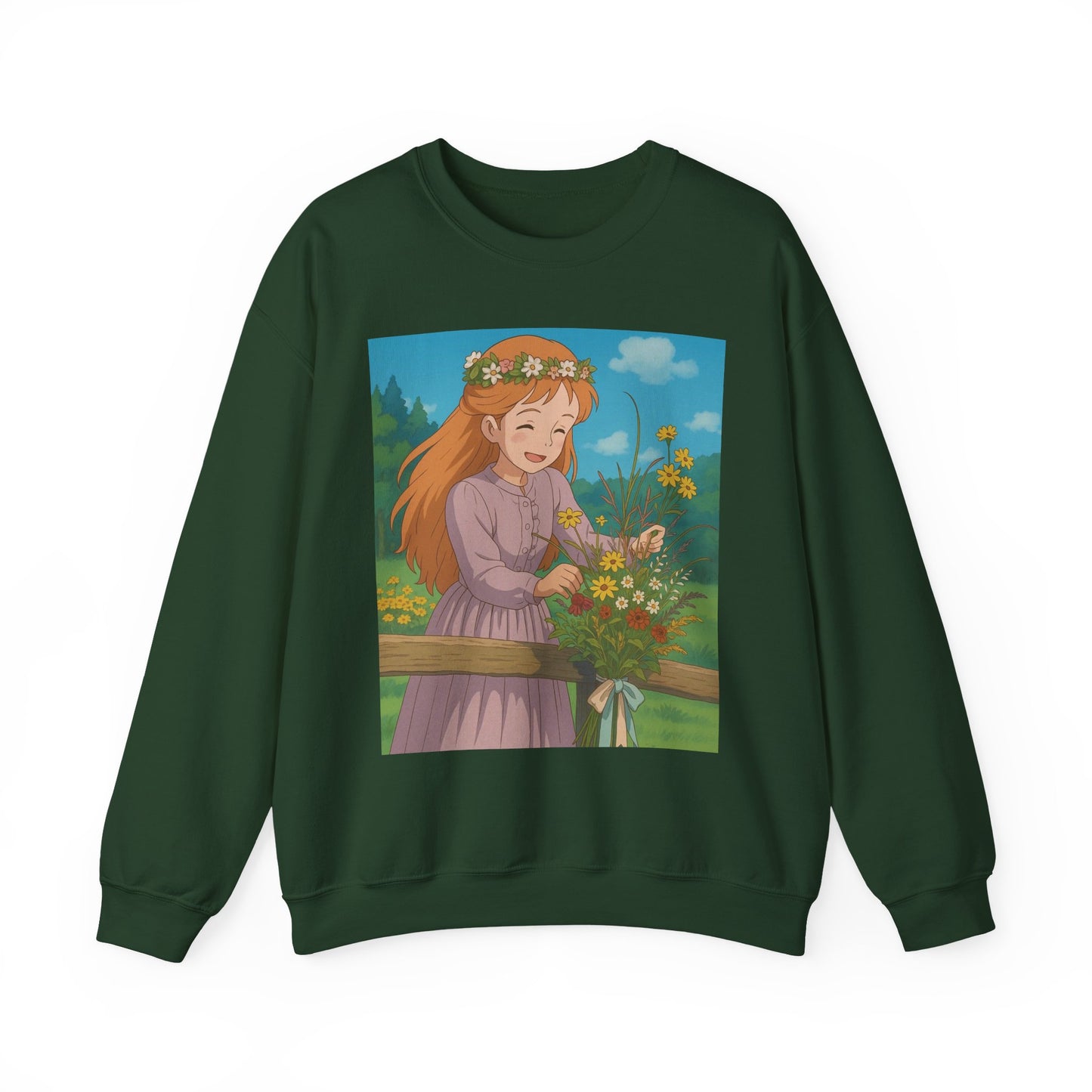 Whimsical Floral Crewneck Sweatshirt | Cozy Gift, Casual Wear, Spring Fashion, Anime Inspired, Nature Lover Sweatshirt