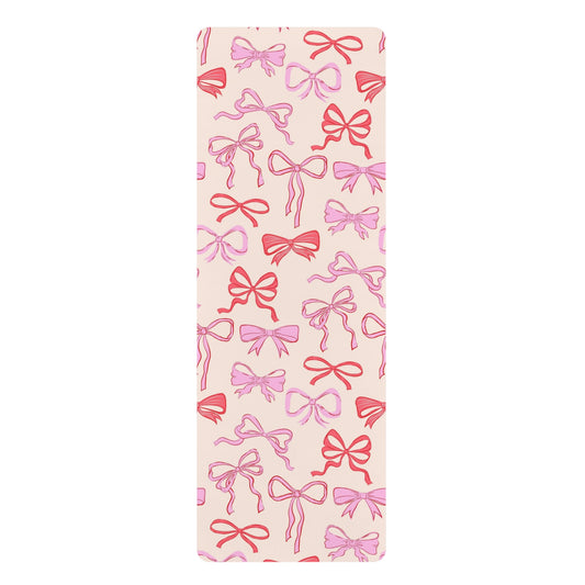 . Chic Bow-Print Yoga Mat, Stylish Exercise Mat, Gift for Yoga Lovers, Non-Slip Fitness Mat, Workout Essential