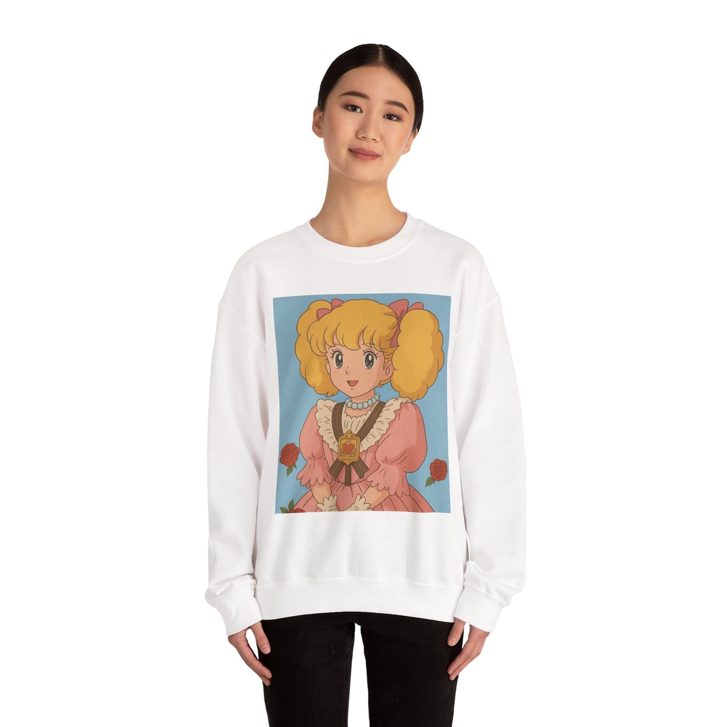 Cute Vintage Cartoon Crewneck Sweatshirt - Cozy Gift for Anime Lovers, Pastel Aesthetic Apparel, Unisex Pullover for All Occasions