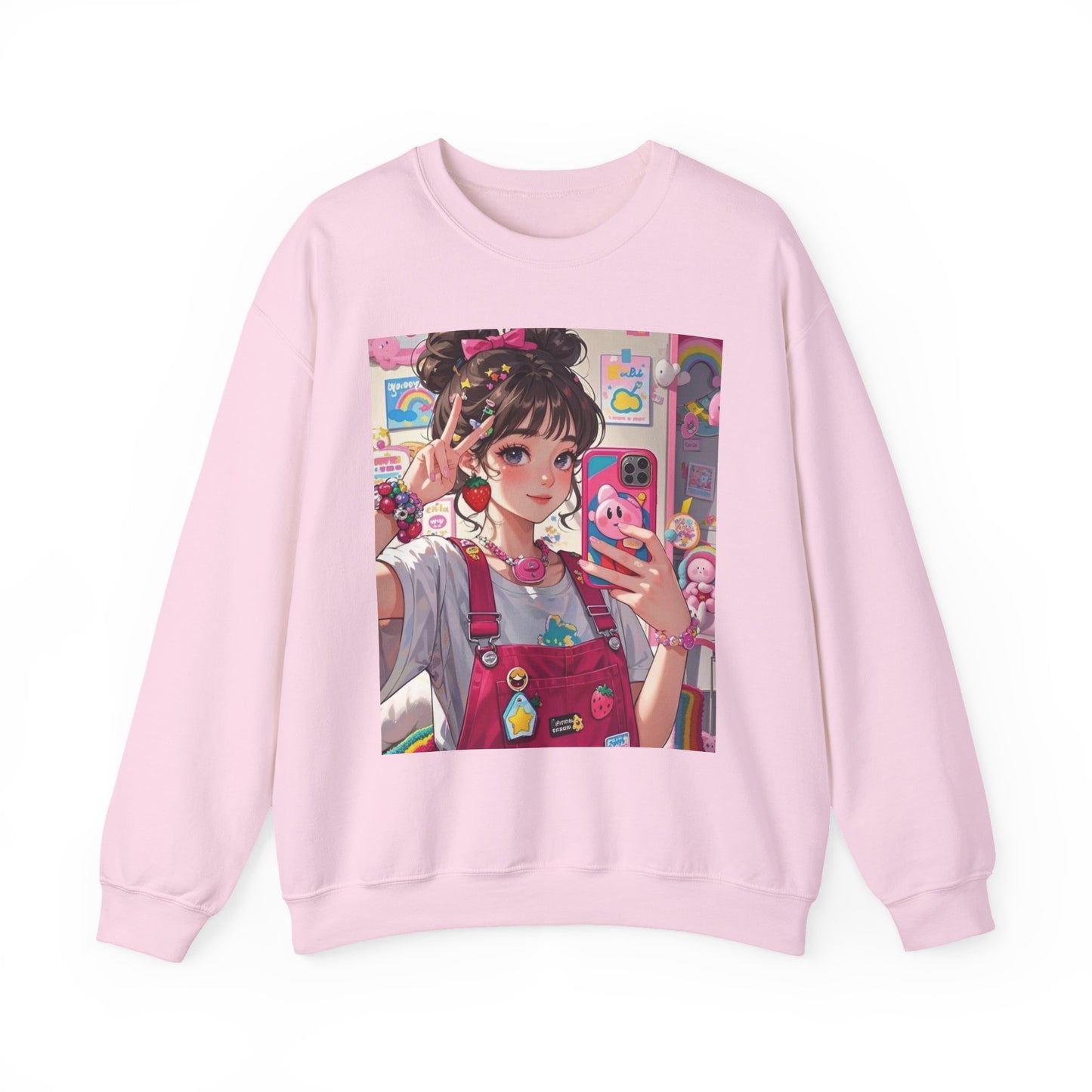Cute Kawaii Selfie Sweatshirt, Cozy Unisex Crewneck, Perfect Gift for Anime Lovers, Casual Wear, Trendy Streetwear