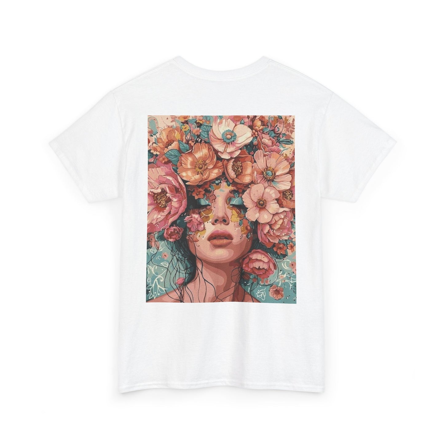 Floral Portrait Tee, Aesthetic Art T-Shirt, Boho Chic Top, Unique Gift for Her, Summer Vibes Apparel, Nature Lover Clothing
