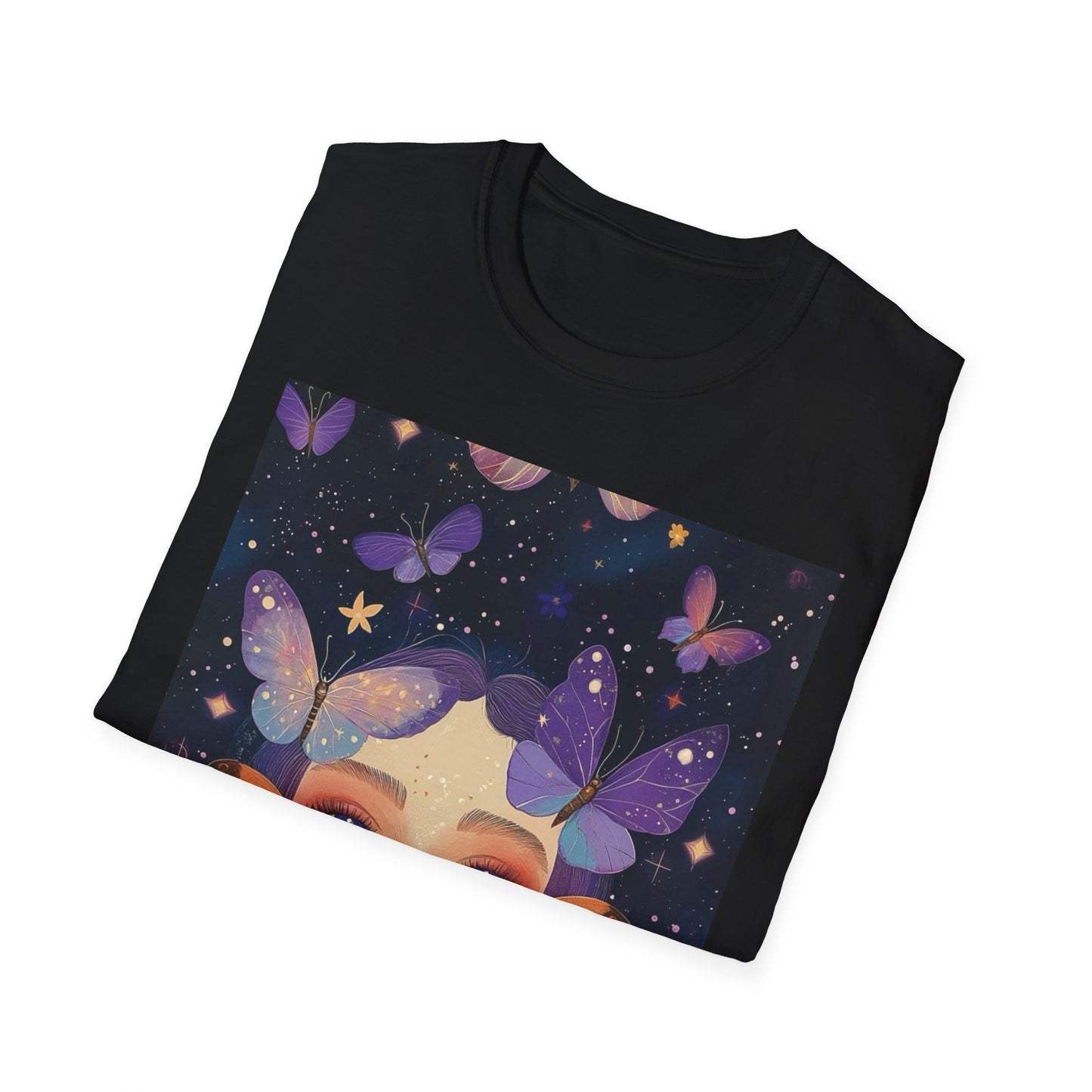 Butterfly Dreamer Unisex Softstyle T-Shirt | Boho Aesthetic Tee, Nature Lover Gift, Casual Wear, Summer Style, Unique Art Top