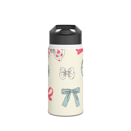 Charming Bow Water Bottle, Eco-Friendly Hydration, Travel Mug, Gift for Her, Cute Accessories, Bow Pattern, Perfect for Friends