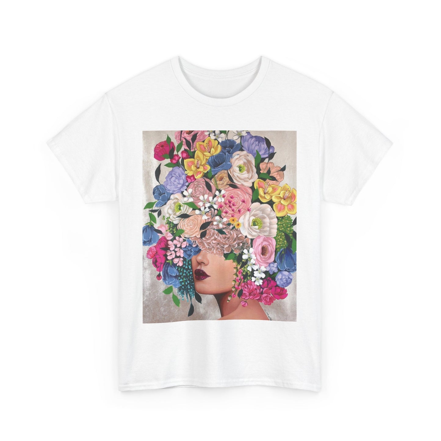 Floral Portrait Tee, Botanical Art T-Shirt, Gift for Art Lovers, Spring Fashion, Casual Wear, Unique Graphic Tee