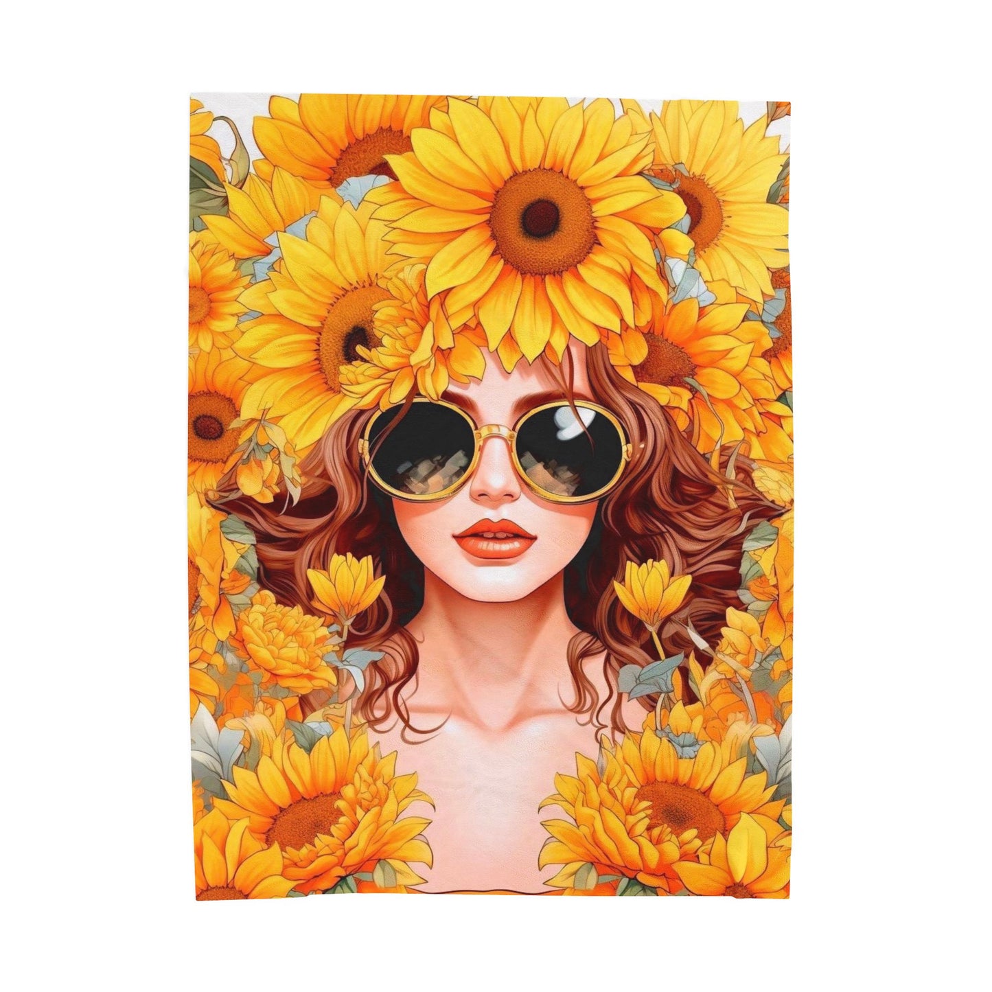 Sunflower Dreams Velveteen Plush Blanket, Cozy Throw Blanket, Floral Home Decor, Gift for Her, Boho Chic Blanket