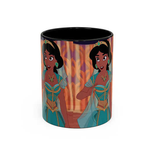 Jasmine Inspired Accent Coffee Mug, Cartoon Character Mug, Gift for Disney Fans, Unique Ceramic Coffee Cup, 11oz and 15oz Options