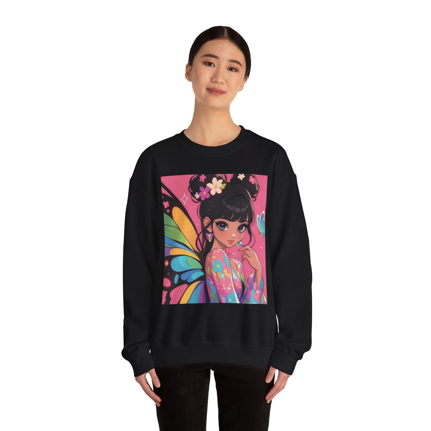 Colorful Butterfly Graphic Sweatshirt - Cozy Unisex Crewneck for Art Lovers, Casual Wear, Gift for Friends, Spring Fashion, Unique Gifts