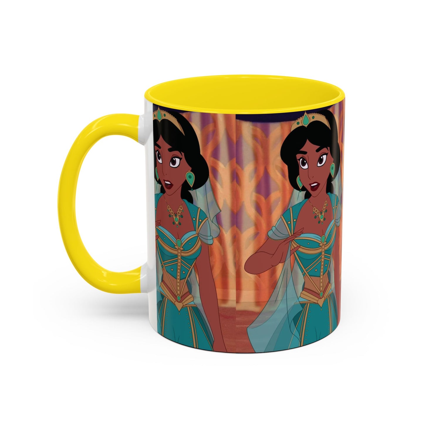 Jasmine Inspired Accent Coffee Mug, Cartoon Character Mug, Gift for Disney Fans, Unique Ceramic Coffee Cup, 11oz and 15oz Options