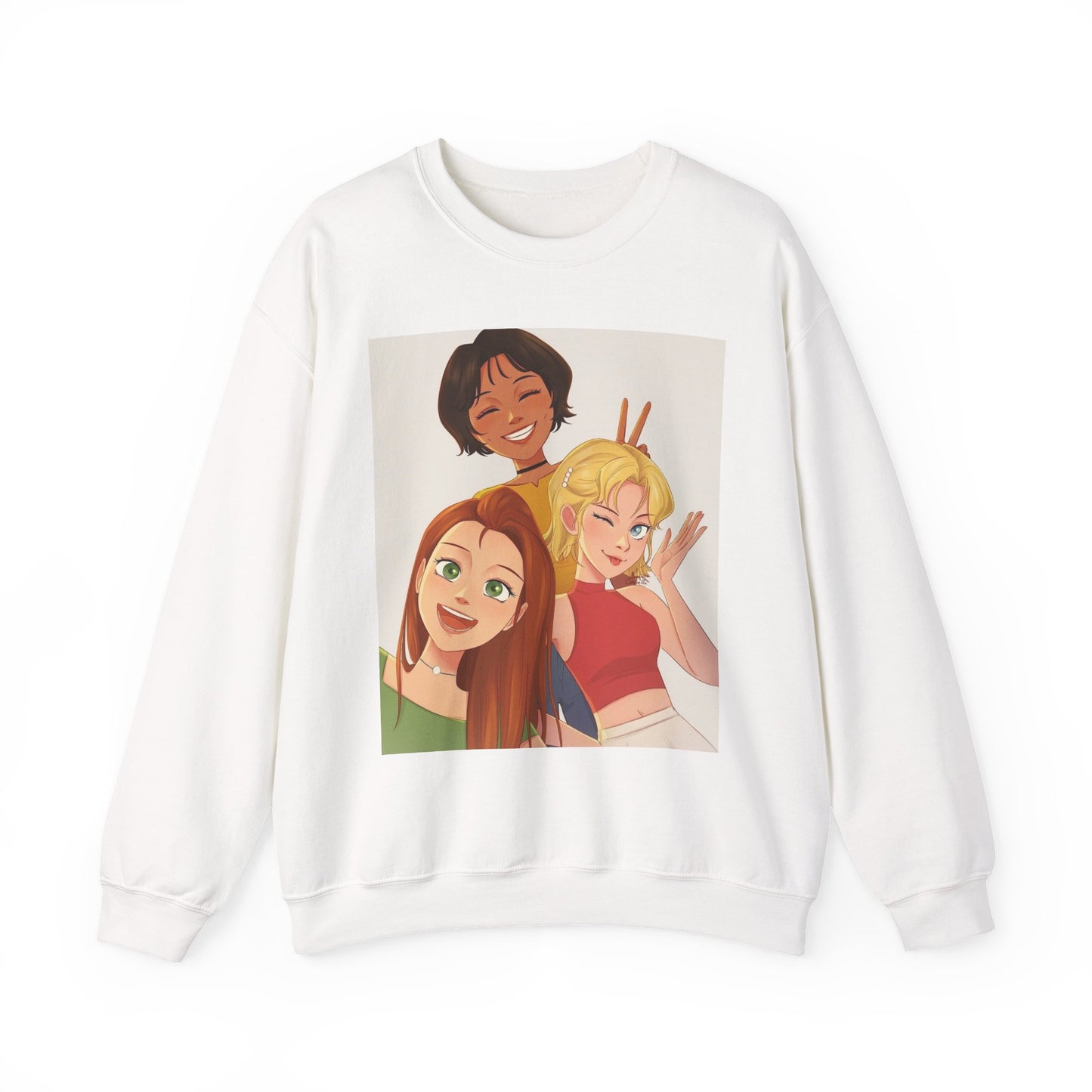 Friendship Vibe Sweatshirt with Cartoon Design, Cozy Crewneck for Casual Outfits, Perfect Gift for Friends, Unisex Fashion, Everyday Wear